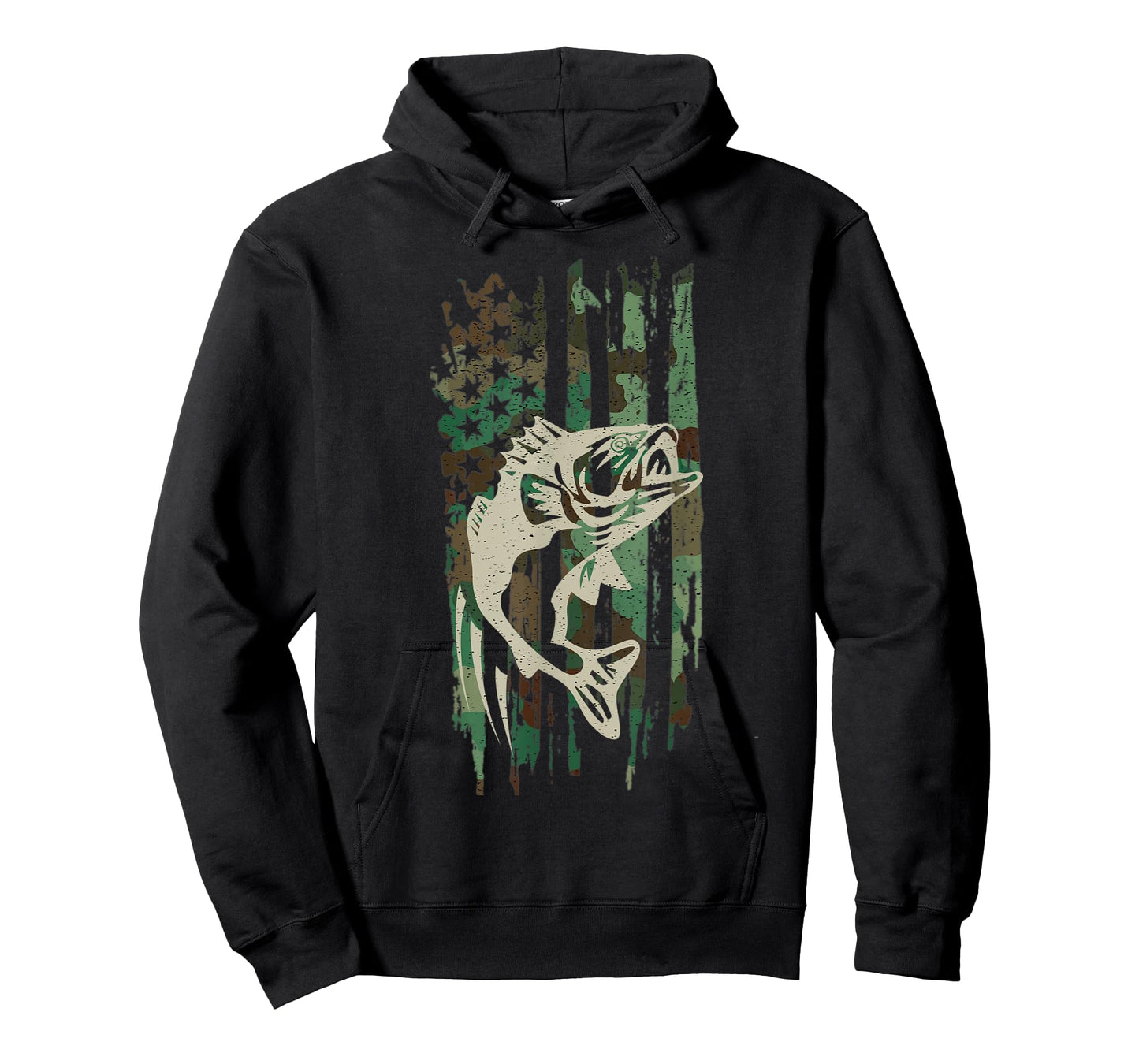 Camouflage American US Flag Bass Fishing Fisherman Men Boys T-Shirt
