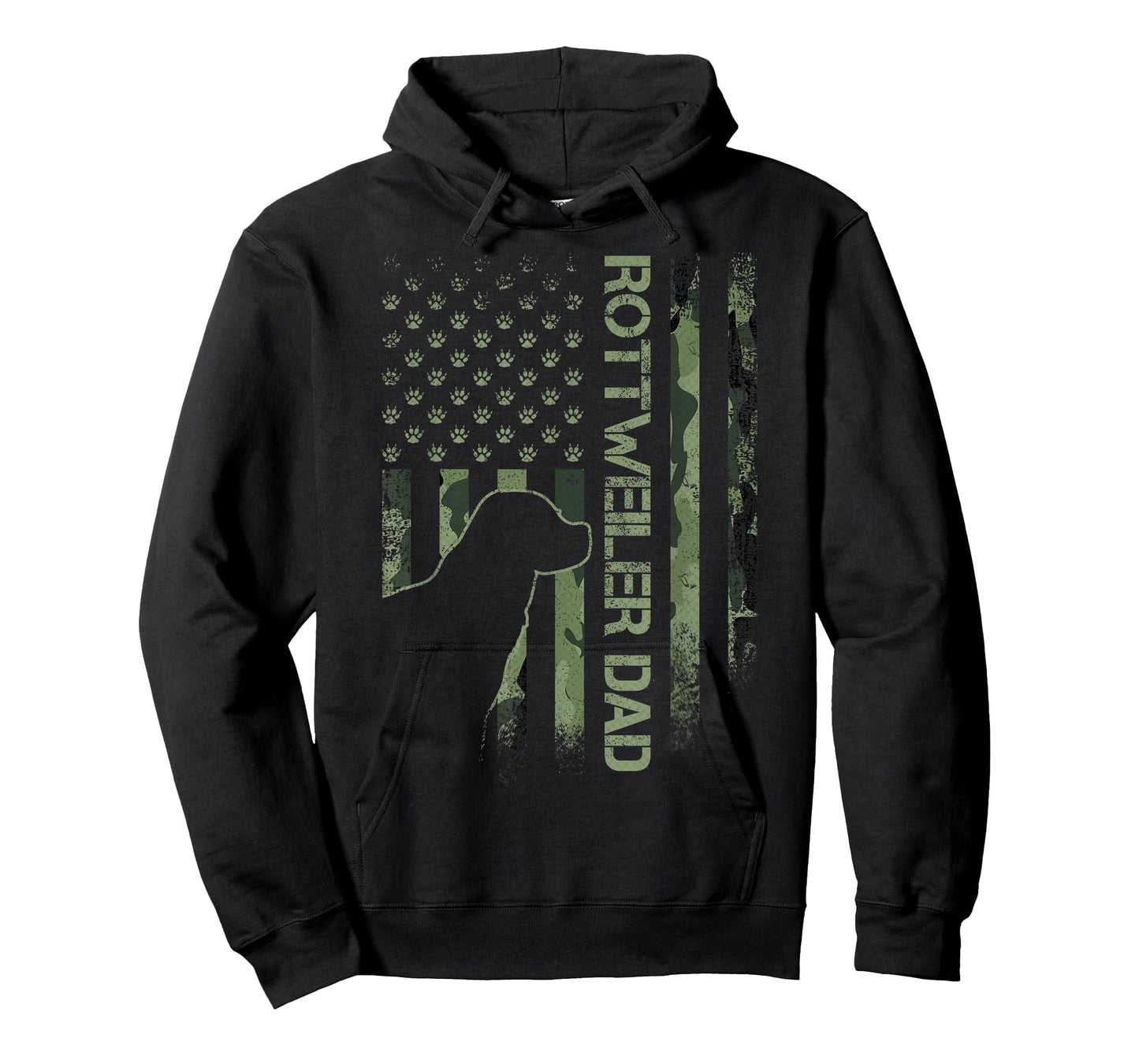 Vintage USA Camo Flag Proud Rottweiler Dad Rottie Silhouette T-Shirt