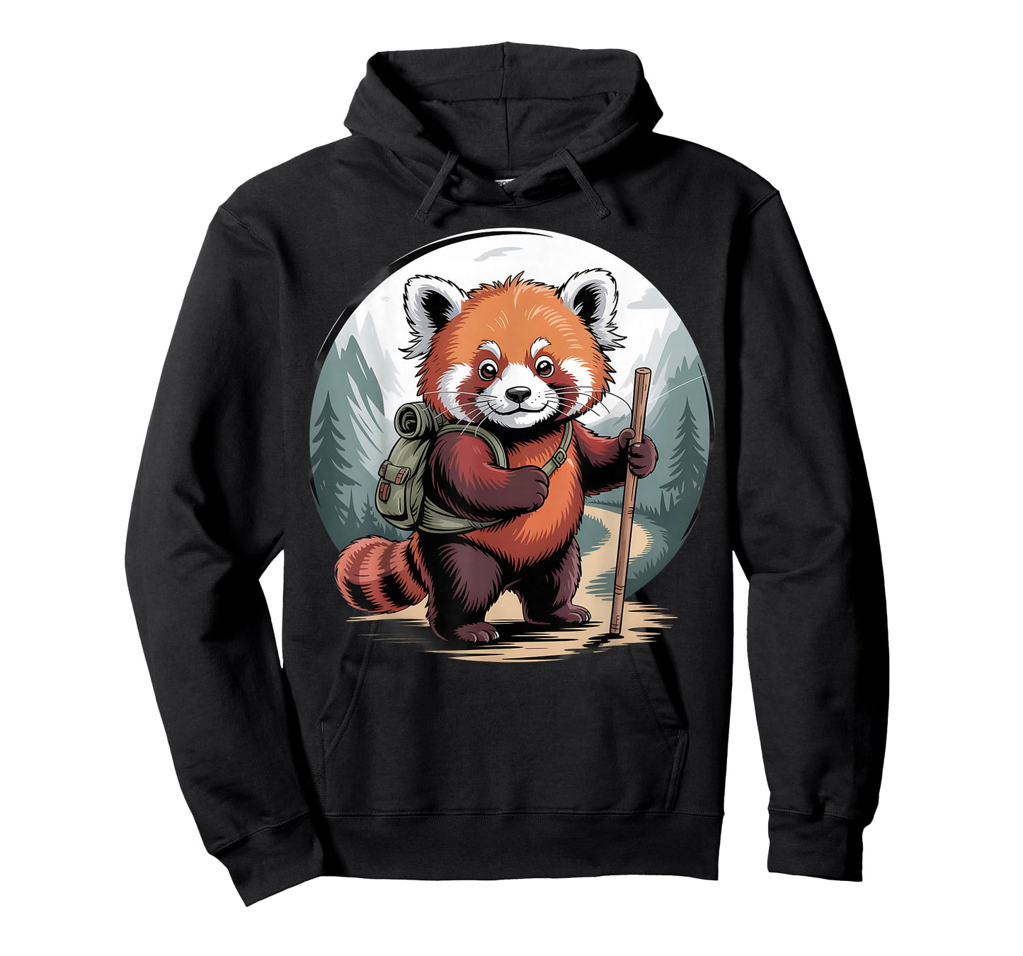 Adorable Red Panda Hiking in Forest with Backpack T-Shirt