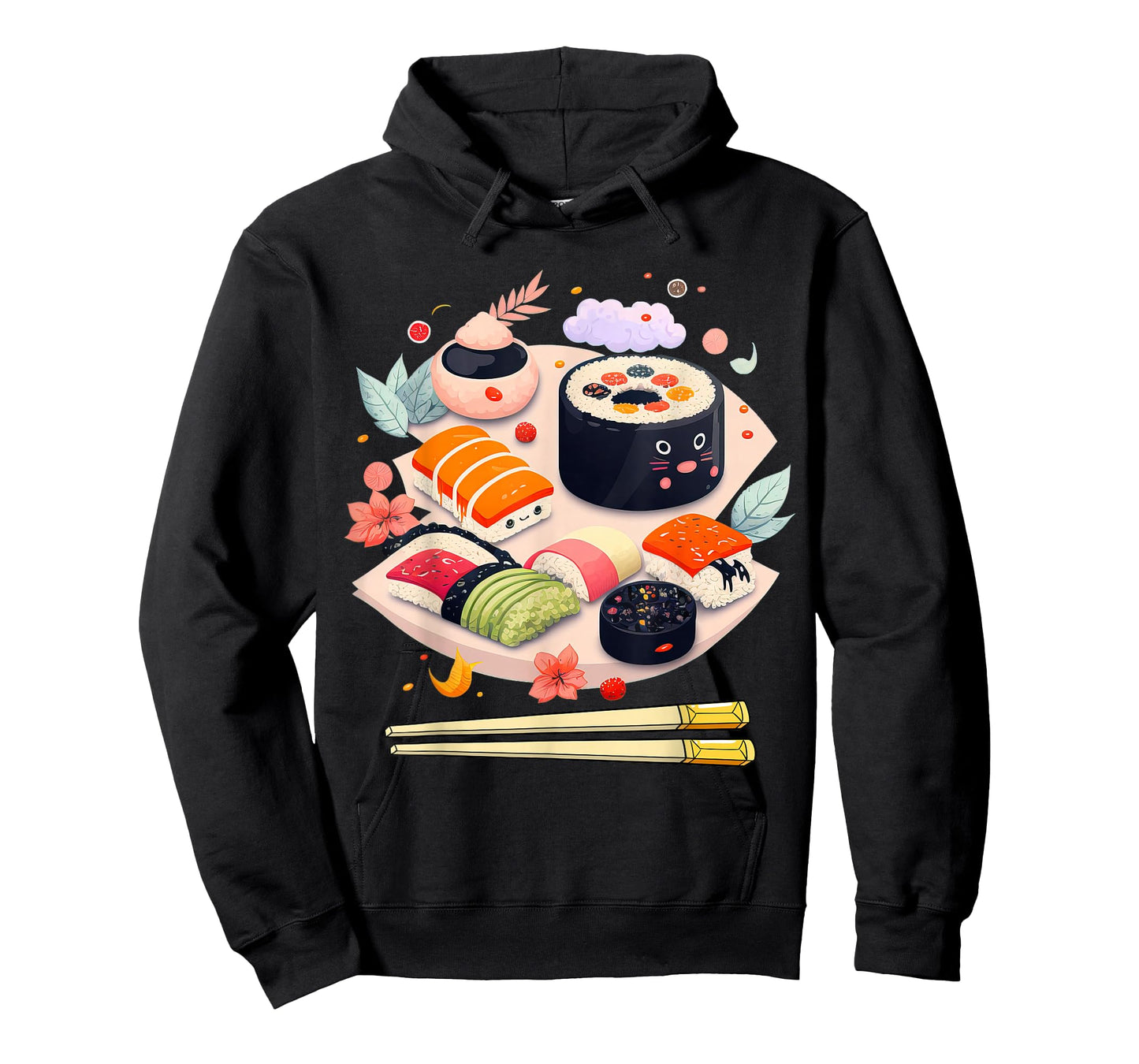 Happy Sushi Anime Kawaii Set Japanese Food Lover Otaku Manga T-Shirt