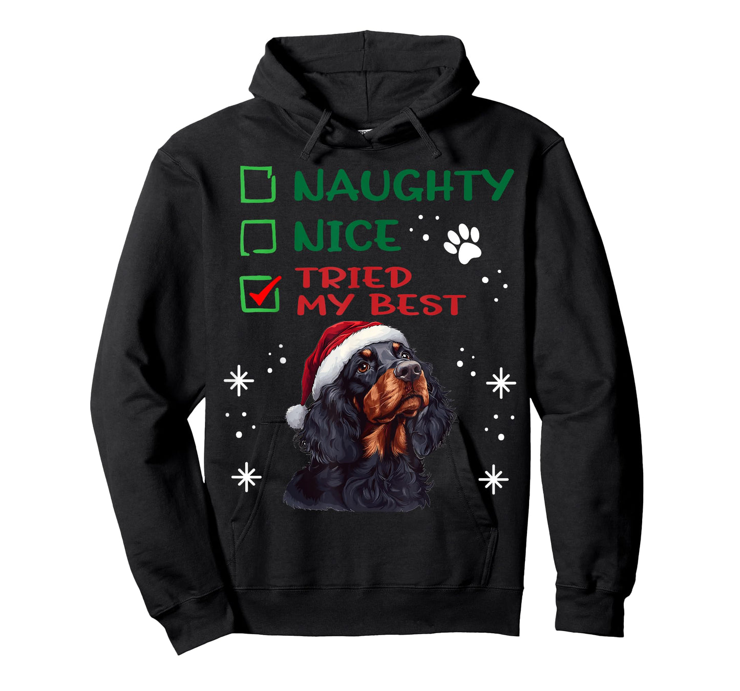 Cute Gordon Setter Dog Christmas Naughty Nice Tried my Best T-Shirt