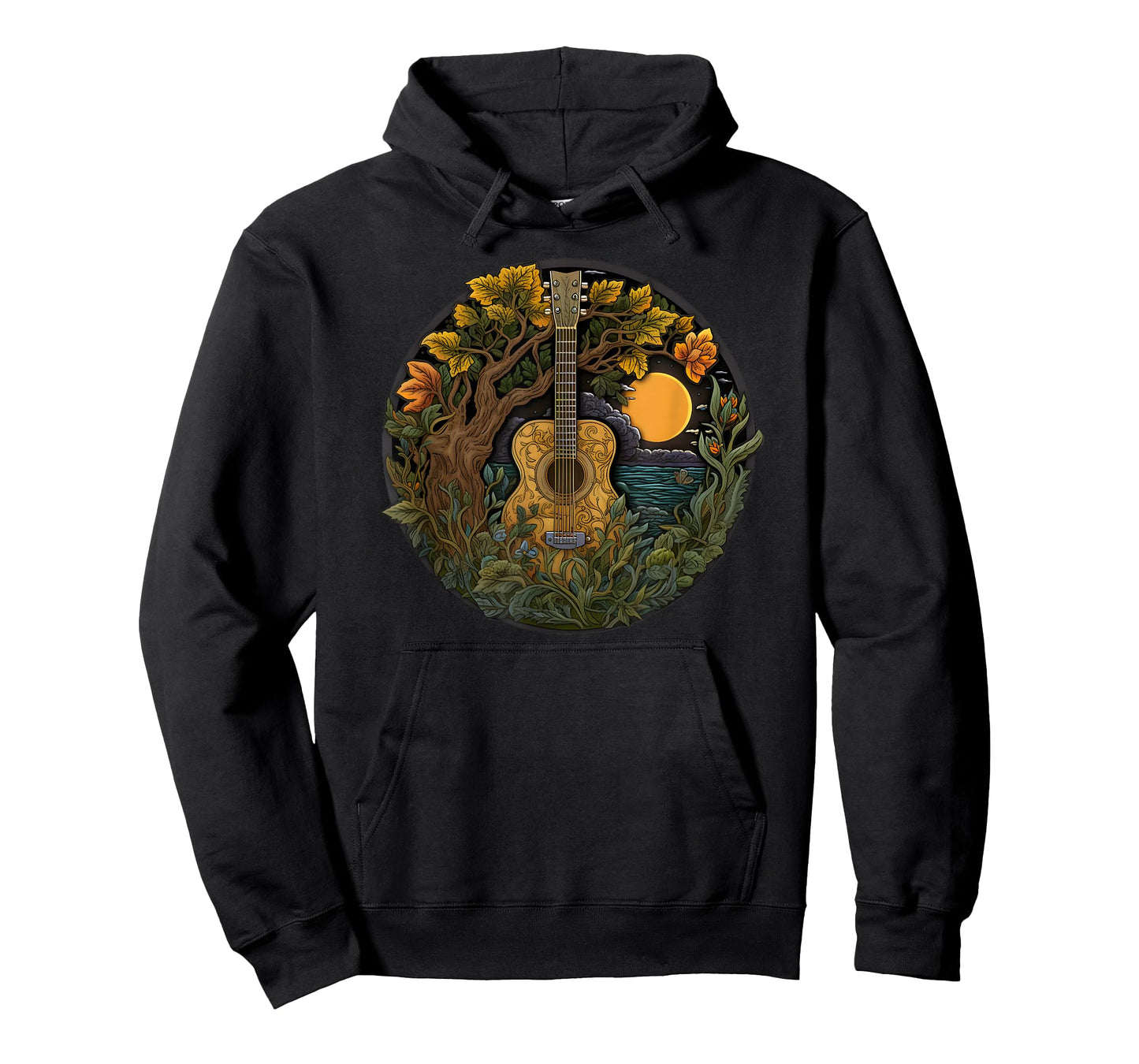 Acoustic Guitar Tree Guitarist Landscape Nature Music Lover T-Shirt