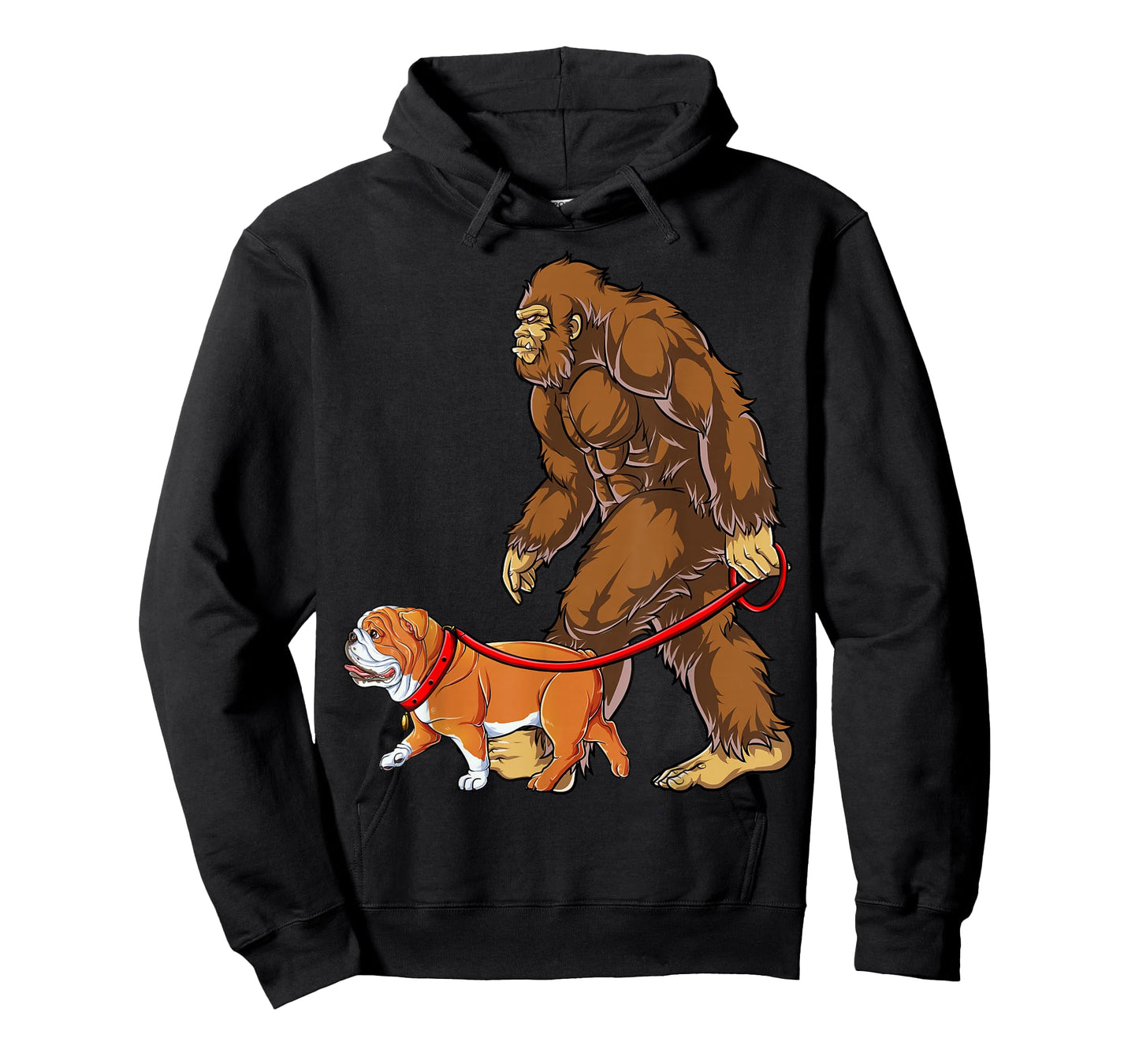 Bigfoot Dog Walk English Bulldog Men Sasquatch Lover Gifts T-Shirt