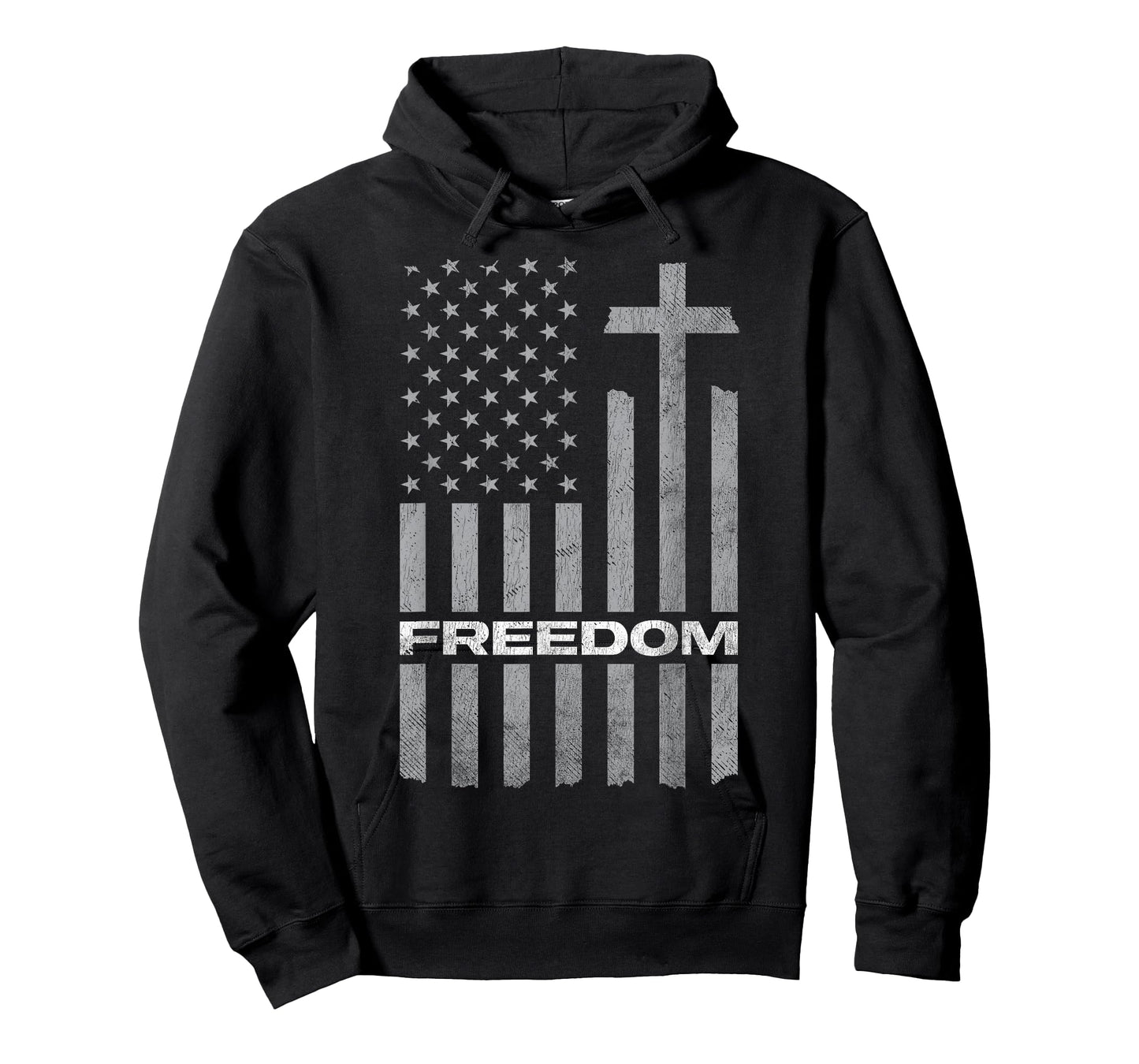 Freedom Distressed American Flag Cross Christian T-Shirt