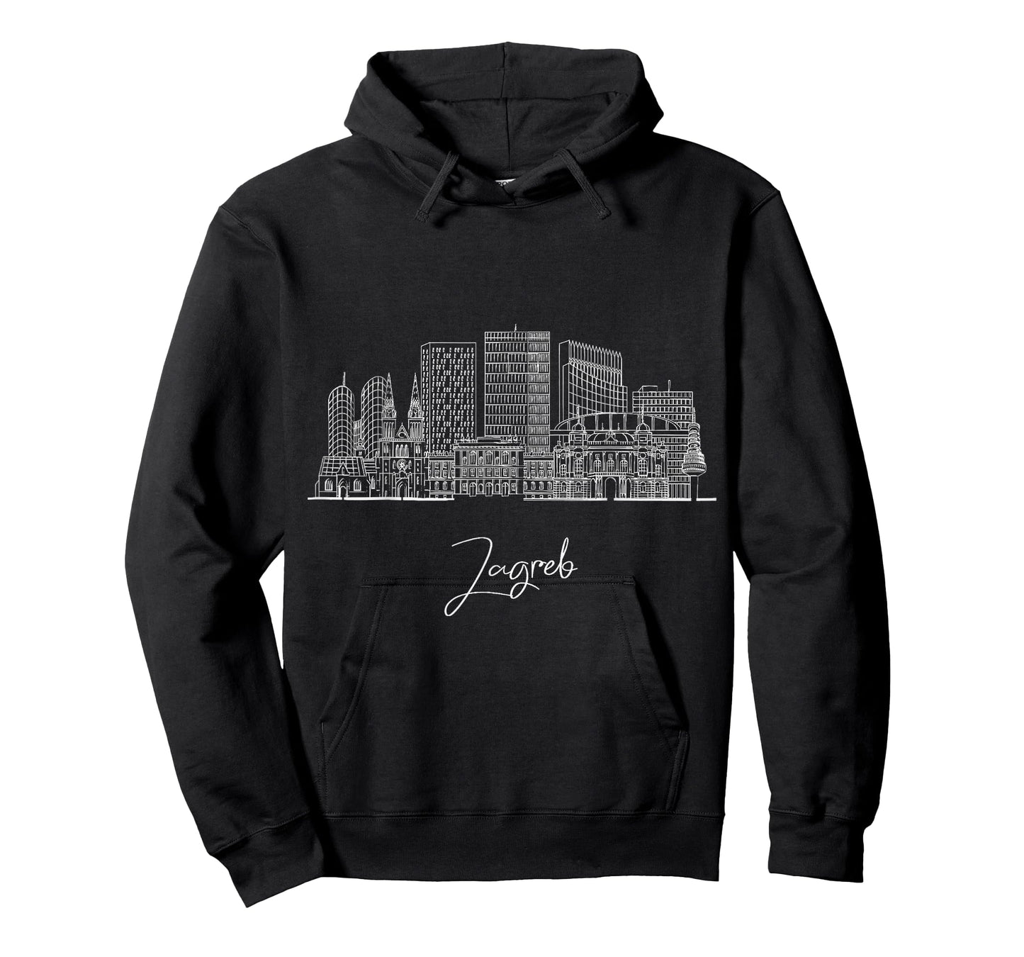Zagreb Croatia Skyline Travel Souvenirs Black Cityscape T-Shirt