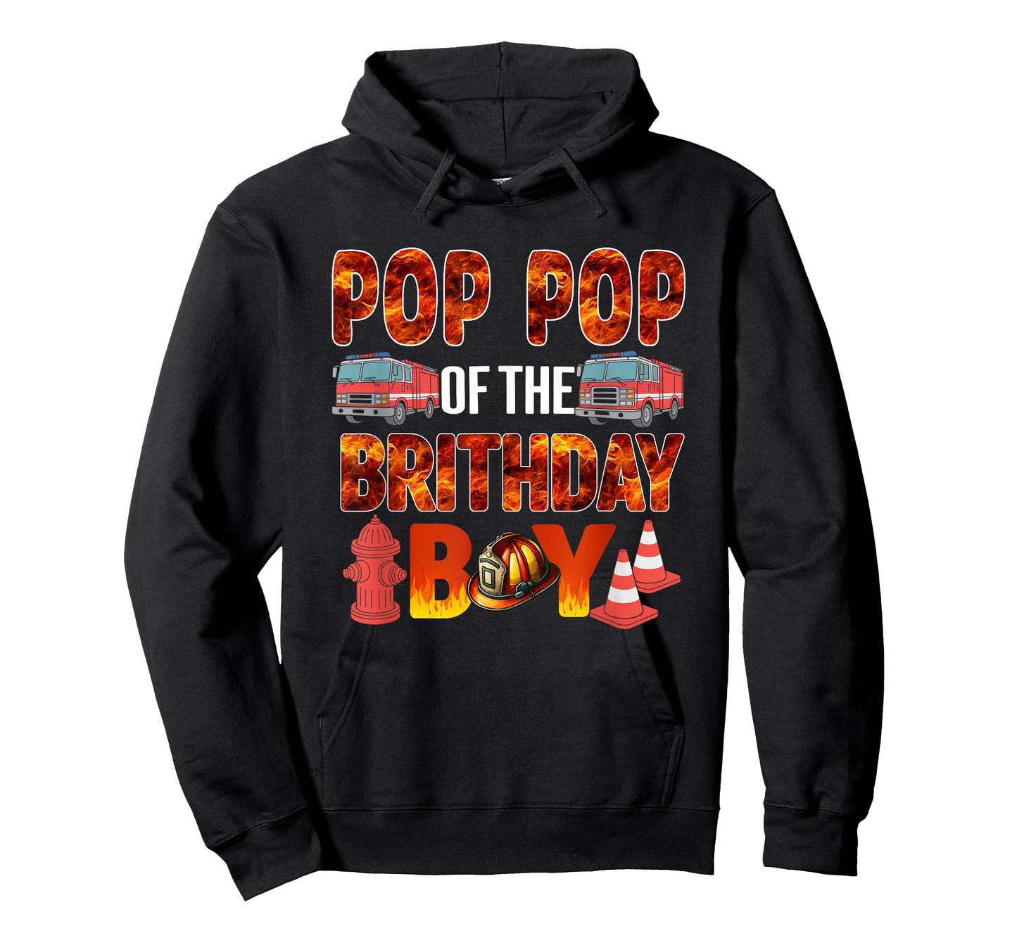 Pop Pop of the Birthday Boy Fire Truck Firefighter Bday T-Shirt