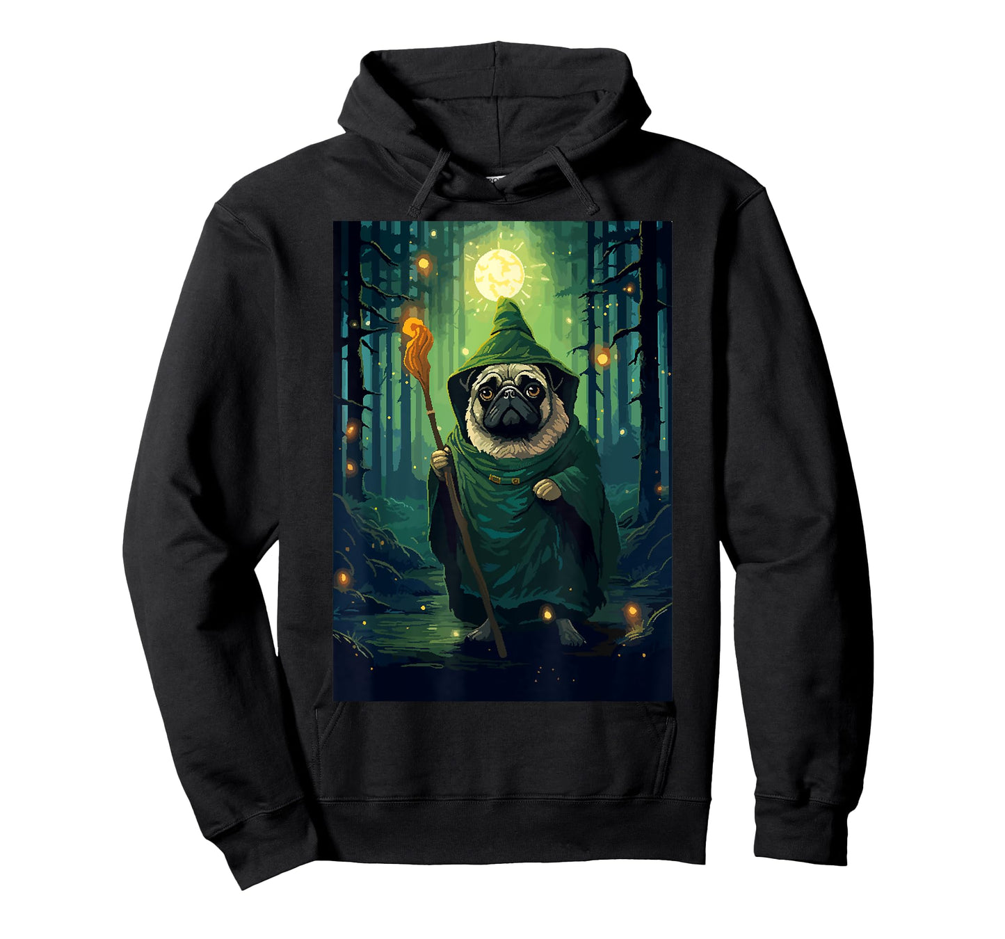 Pug Wizard Cute Funny Dog Pixel Art T-Shirt for Men Women Kids