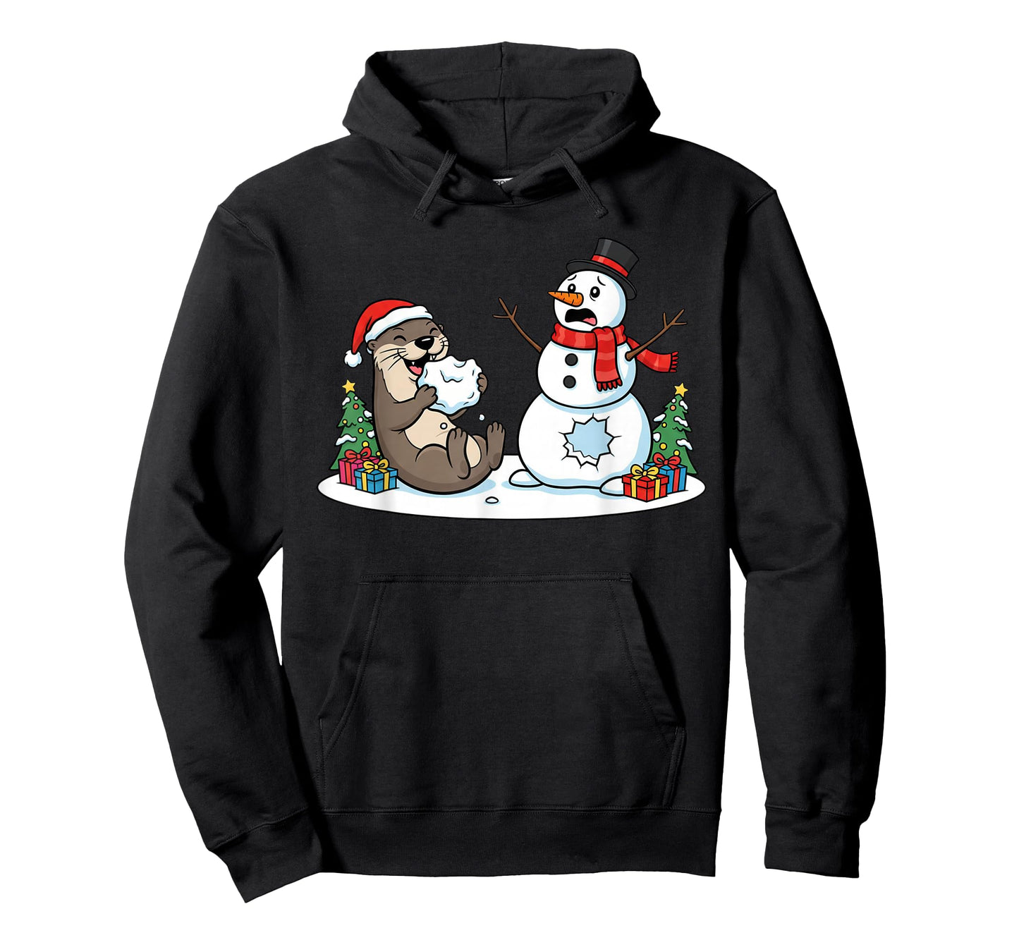 Funny Otter Snowman Christmas Tree Xmas Womens Mens Kids T-Shirt