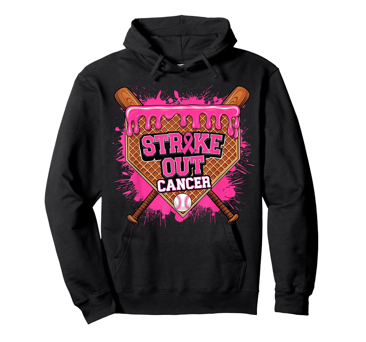 Strike Out Breast Cancer Warrior Baseball Drip Home Plate T-Shirt