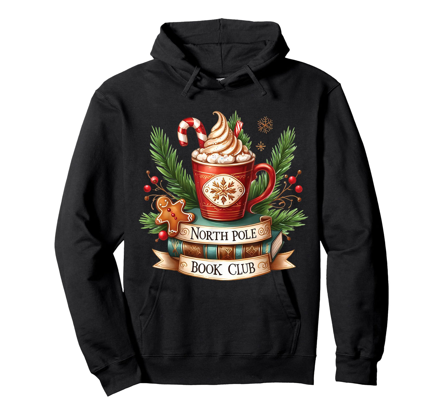Funny North Pole Book Club Hot Cocoa Bookworm Christmas Xmas T-Shirt
