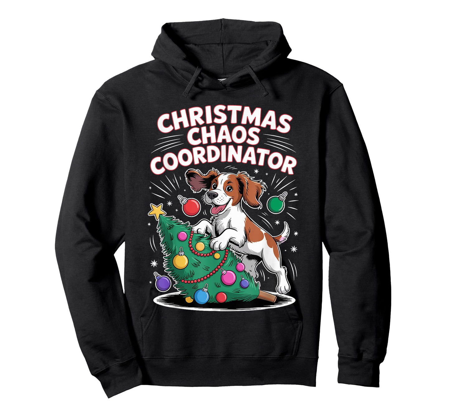 Christmas Chaos Coordinator Xmas Dog Puppy Funny Brittany T-Shirt
