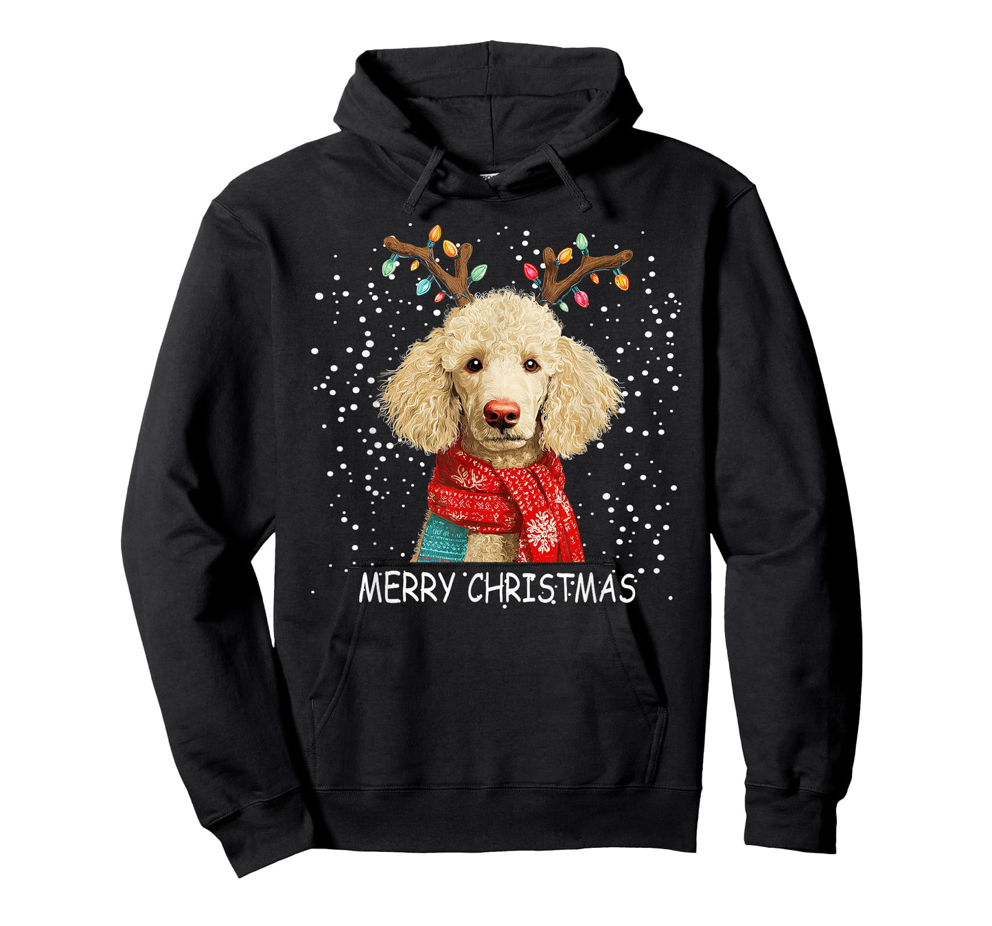 Womens Poodle Dog Xmas Santa Hat Scarf Christmas T-Shirt