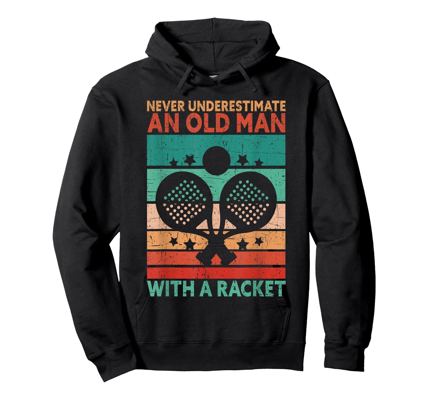 Never Underestimate An Old Man With A Racket Funny Padel T-Shirt