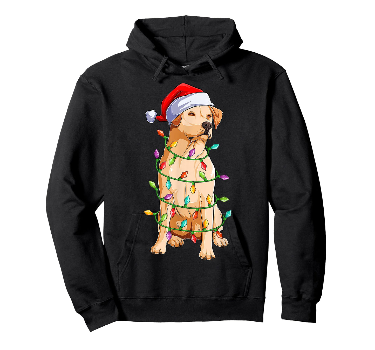 Xmas Lights Santa Hat Labrador Dog Christmas T-Shirt