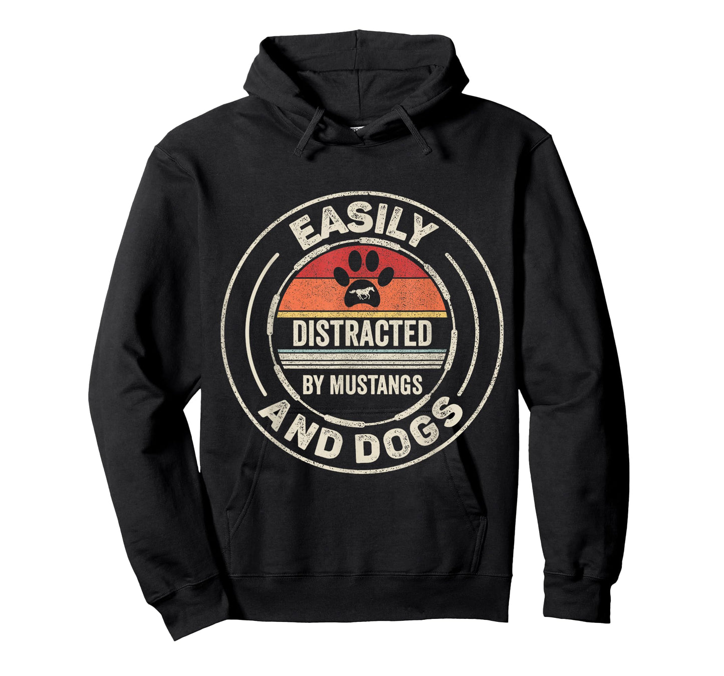 Retro Vintage Easily Distracted by Mustangs and Dogs T-Shirt