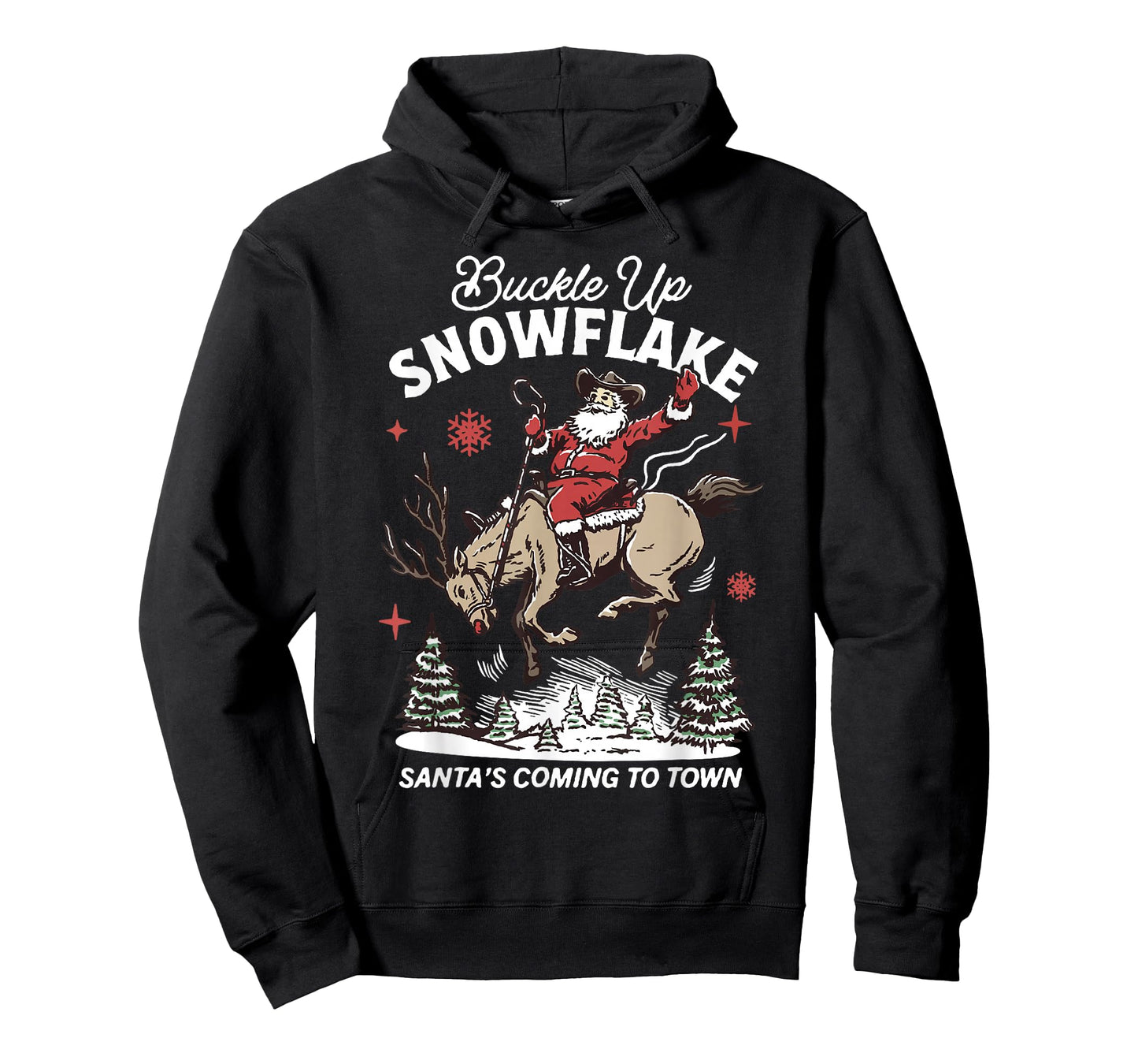 Buckle Up Snowflake Santa Cowboy Western Holiday Christmas T-Shirt