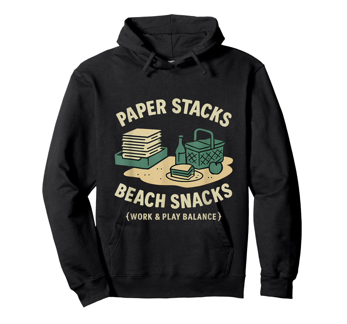 Paper Stacks, Beach Snacks Work Play Balance Design T-Shirt