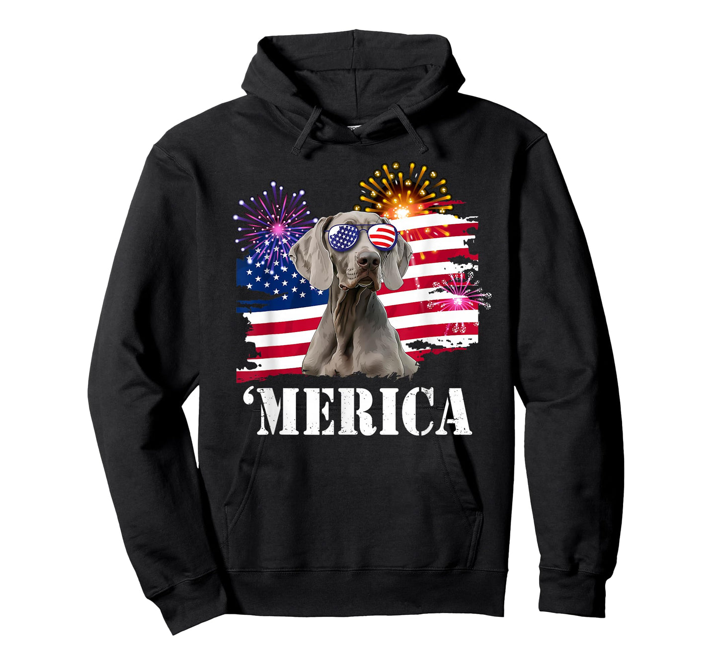 USA Flag 4th of July Fourth Merica Weimaraner Lover T-Shirt