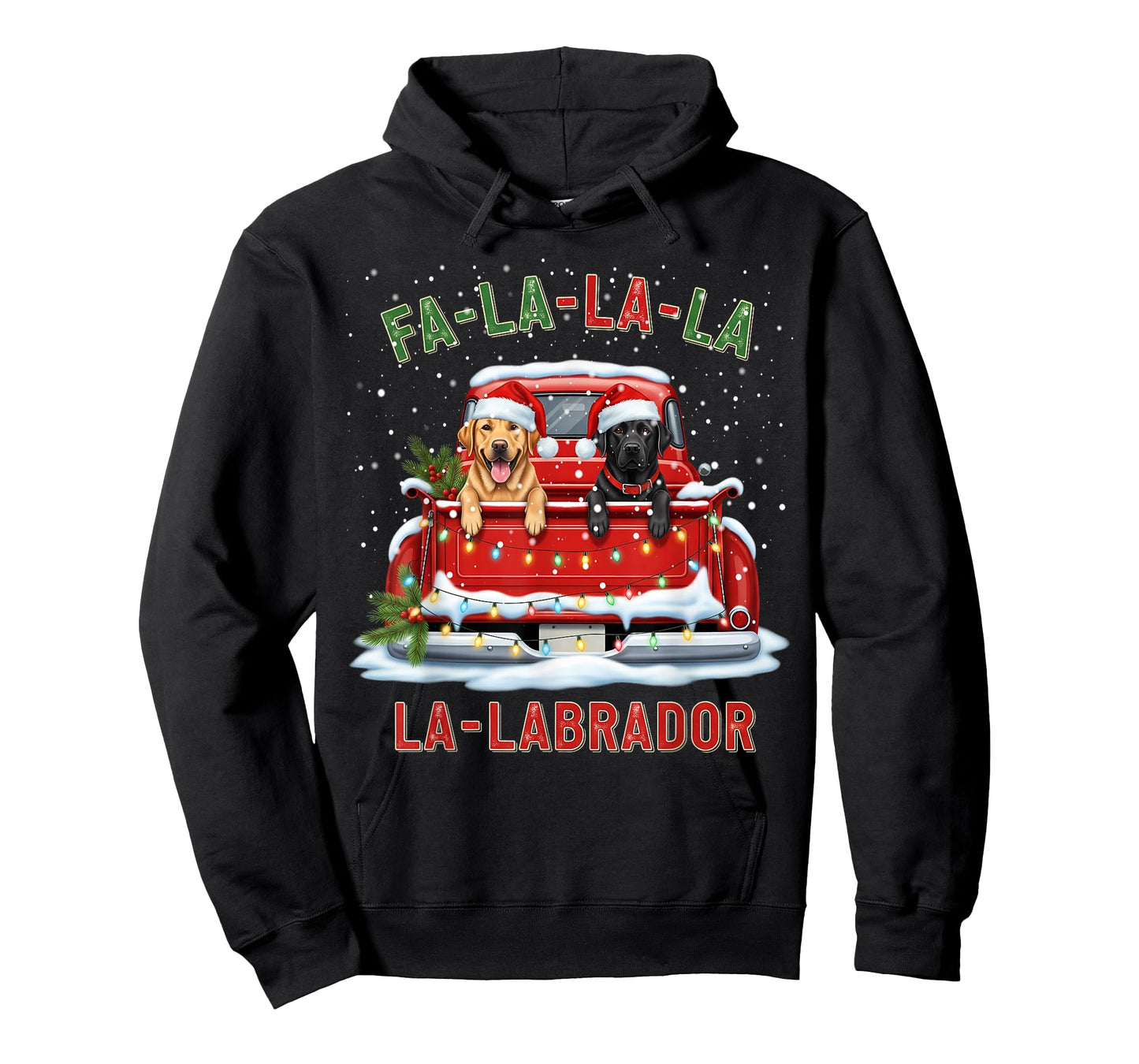 FA La La La Labrador Black Lab Christmas Dog Red Truck Xmas T-Shirt