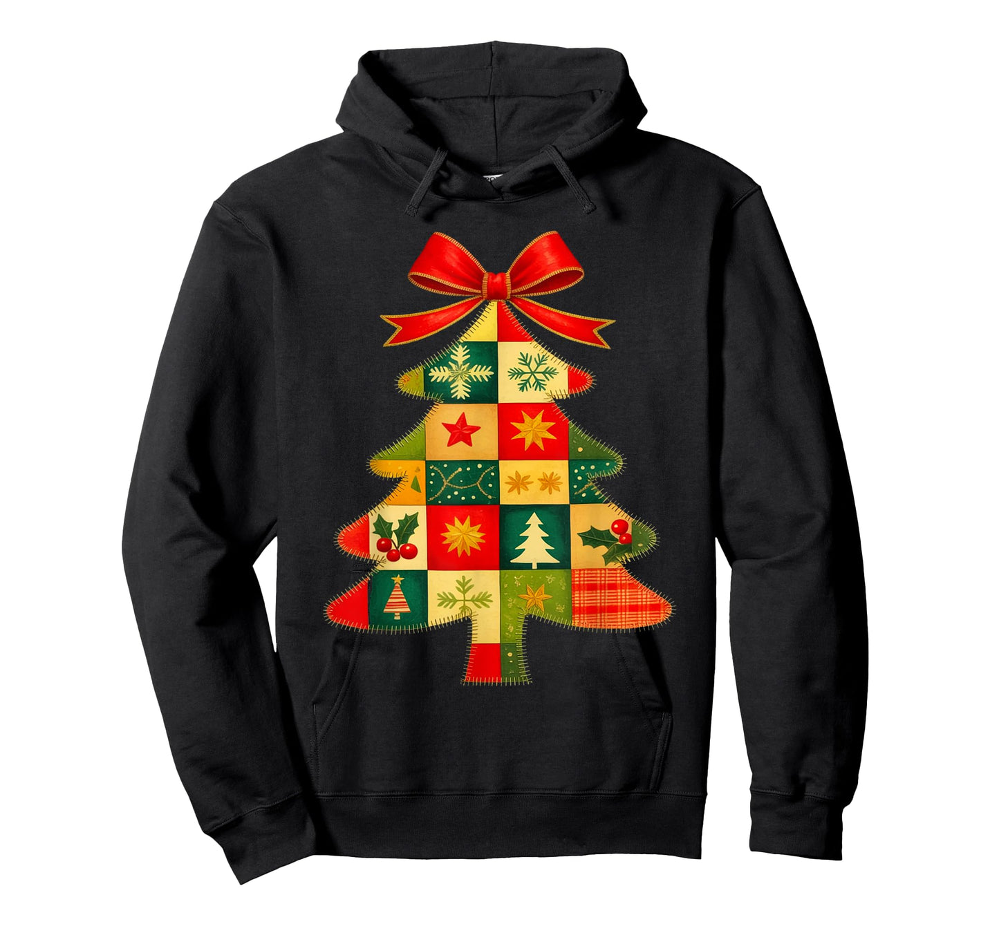 Family Christmas Patchwork Tree Holiday Xmas Vibes Men Women T-Shirt