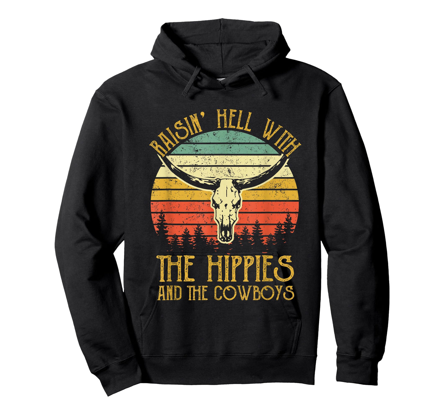 Raising-Hell With The Hippies And Cowboys Western Cowhide T-Shirt