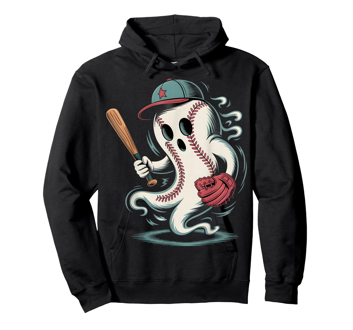 Ghost Baseball Player Funny Halloween Sports Mashup T-Shirt