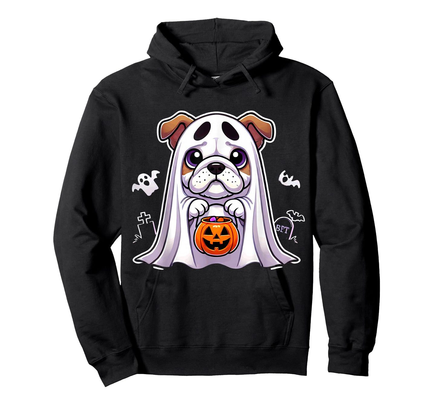 Bulldog Ghost Halloween Dog Men Women Kids T-Shirt