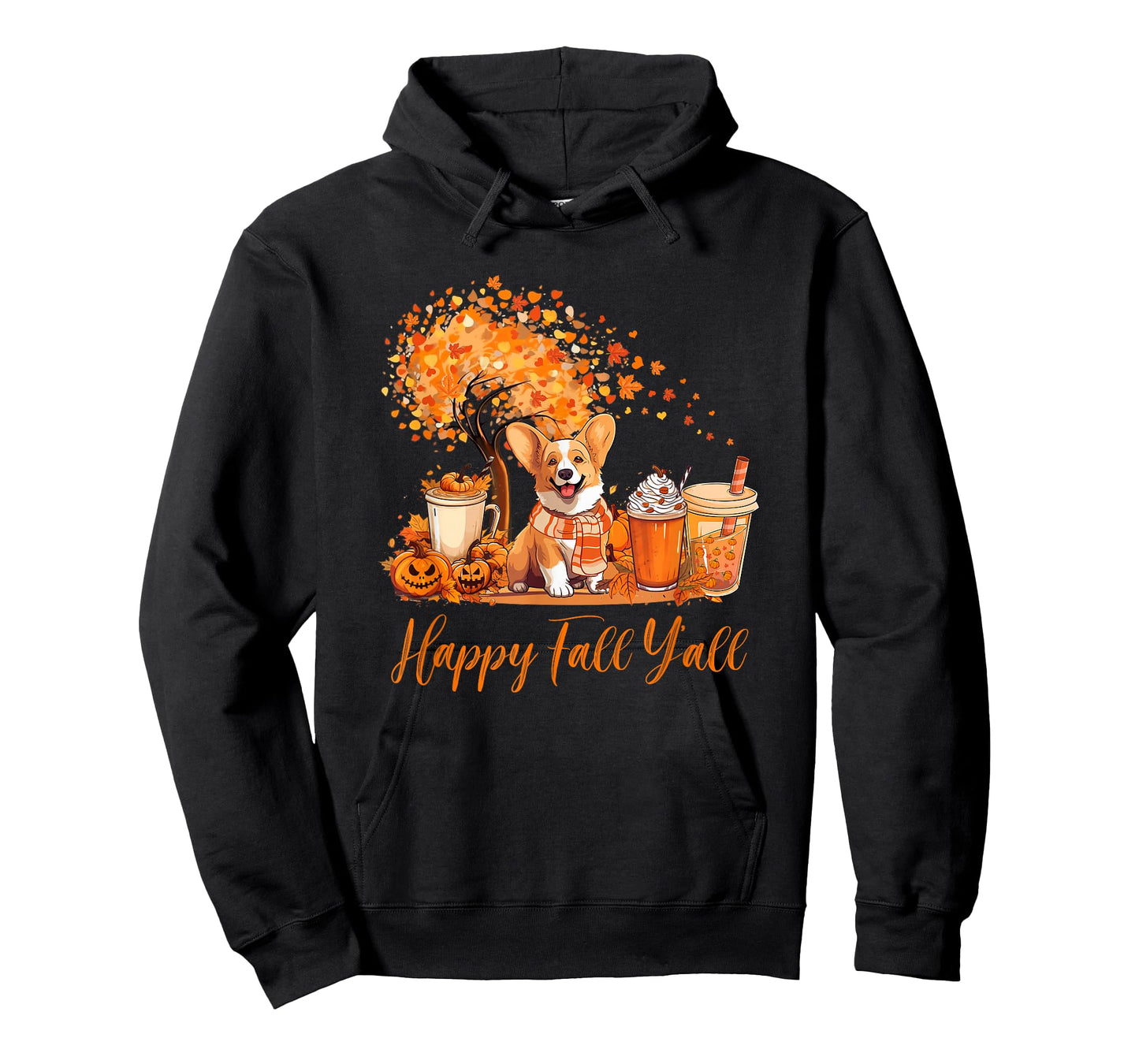 Happy Fall Y'all Corgi Autumn Pumpkin Spice Latte T-Shirt