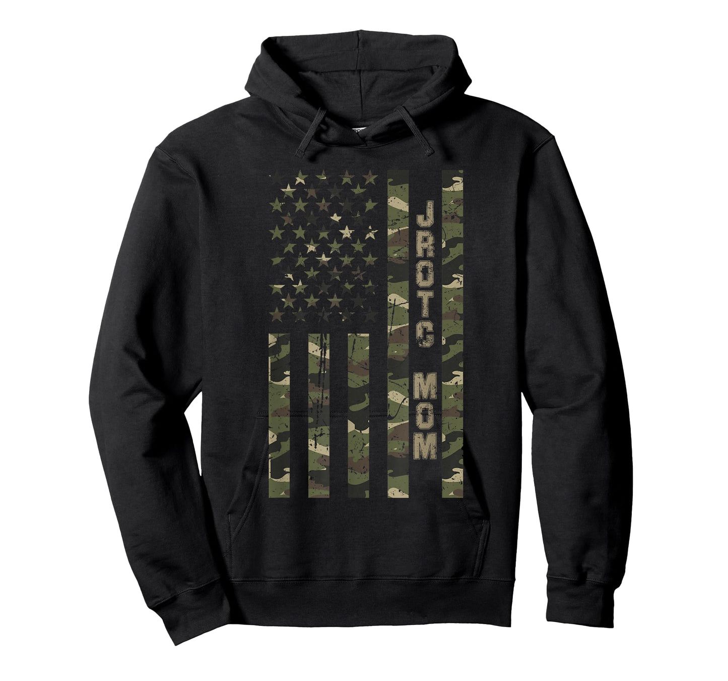 JROTC Mom United States Distressed Camo w US Flag T-Shirt