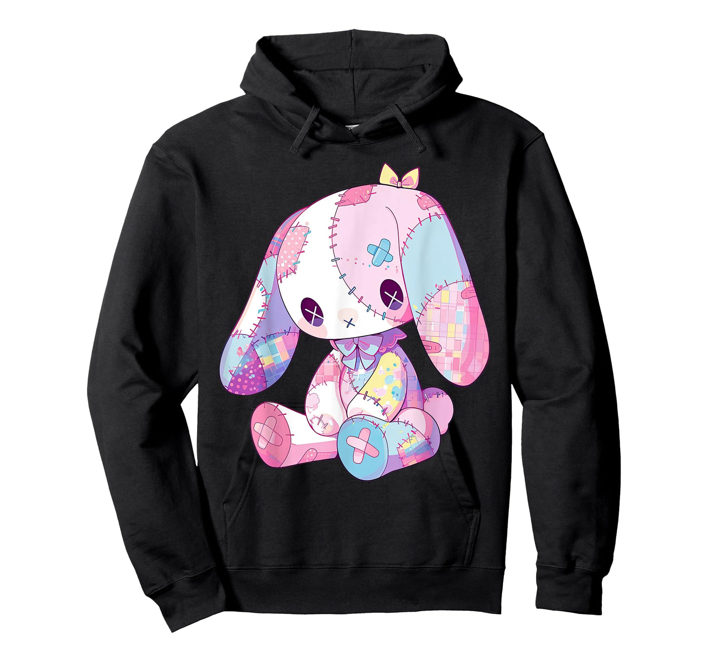 Kawaii Pastel Goth Creepy Cute Witchy Sad Zombie Pink Bunny T-Shirt
