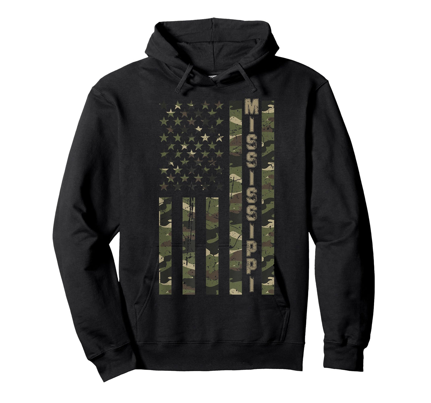 Mississippi United States Distressed Camo w US Flag T-Shirt