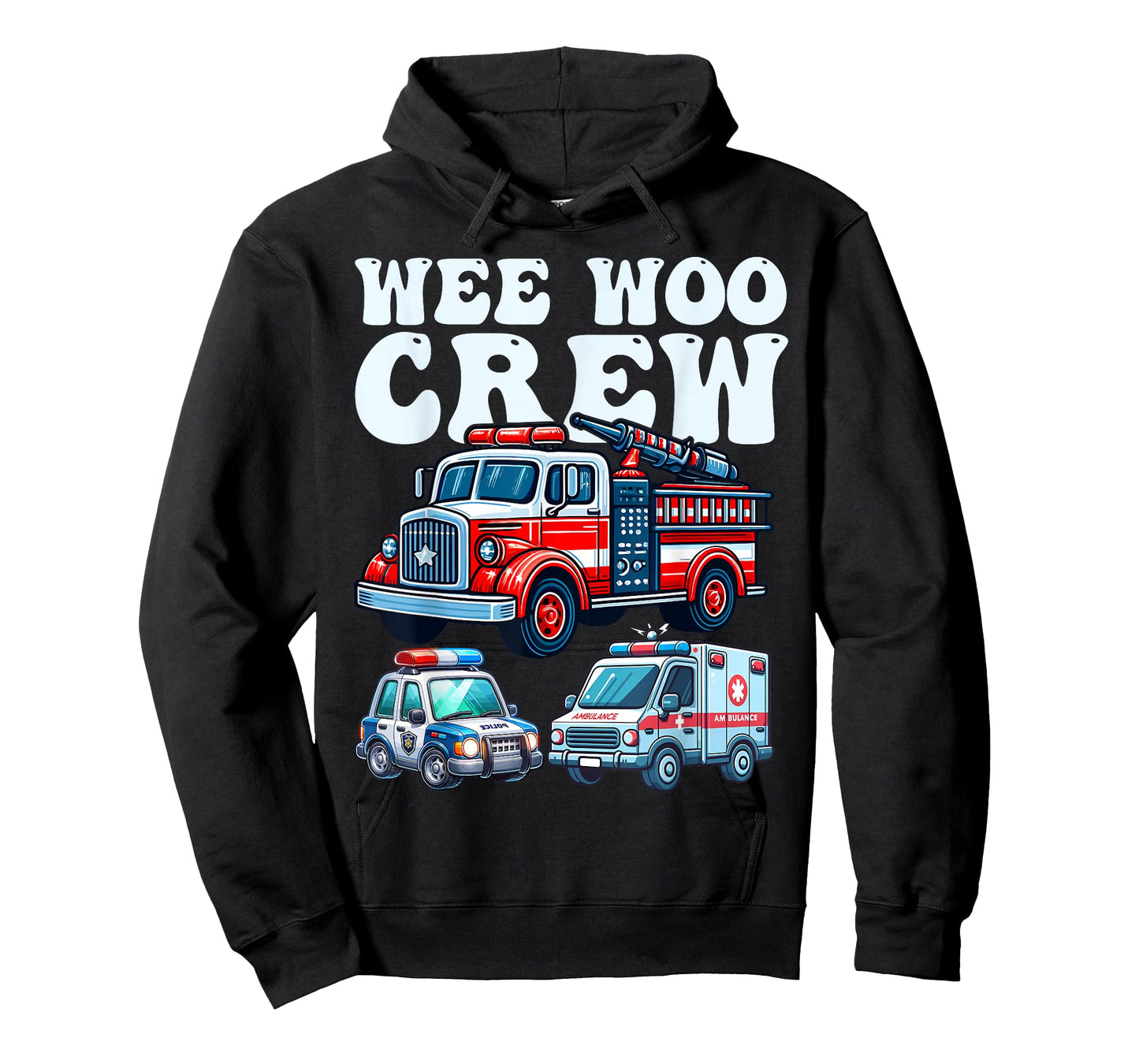 funny Wee Woo Crew Ambulance Firetruck Police Car for Kids T-Shirt