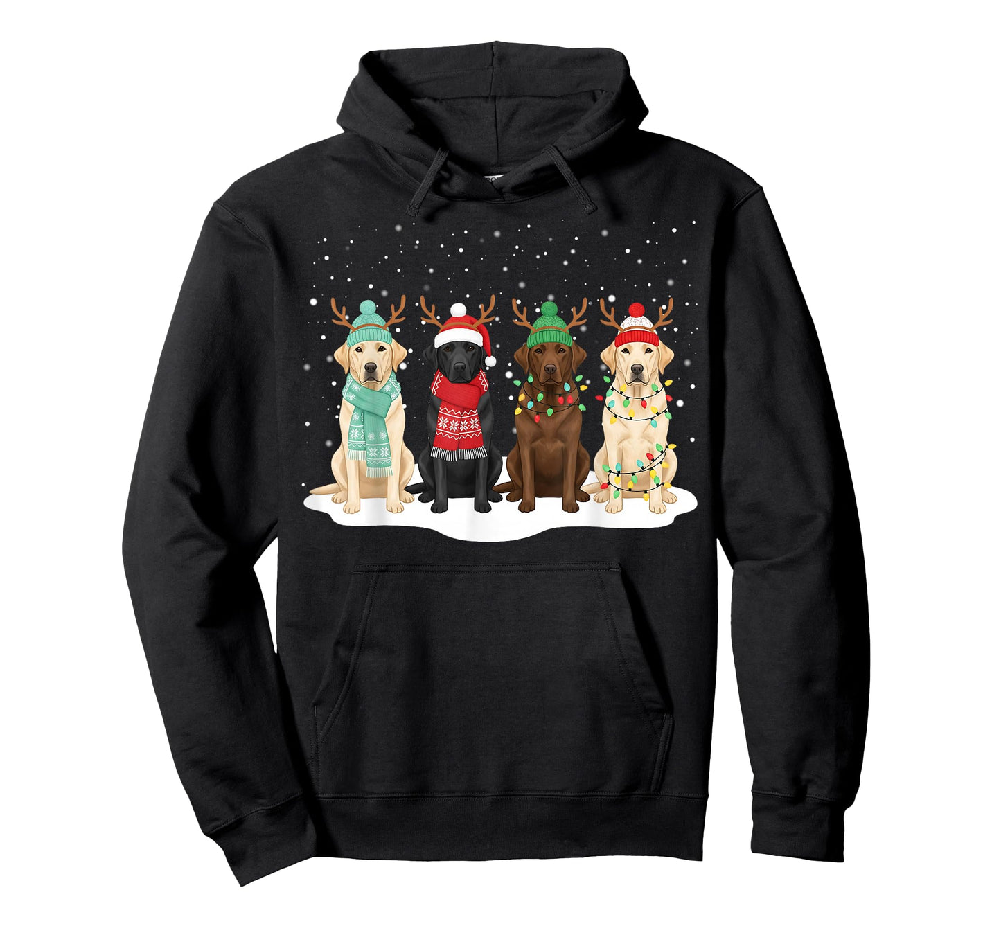 Black Lab Labrador Dog Christmas Crew Matching Family Xmas T-Shirt