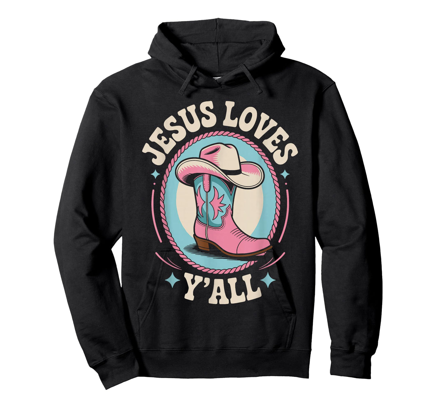 Cute Jesus Loves Y'all Cowgirl Christian T-Shirt