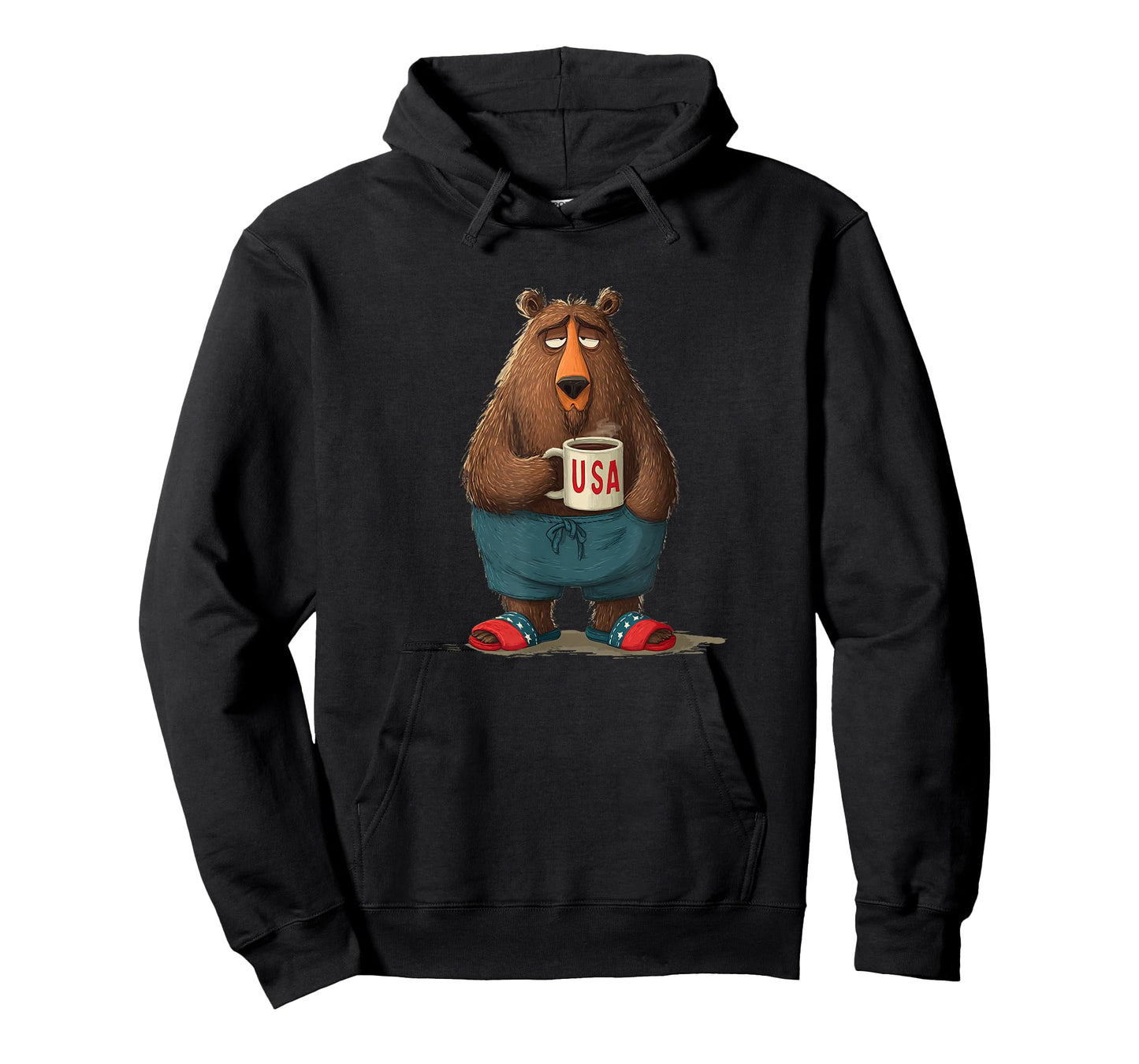 Nice Slippers Bear with US Mug for Cups and Bears Lovers T-Shirt