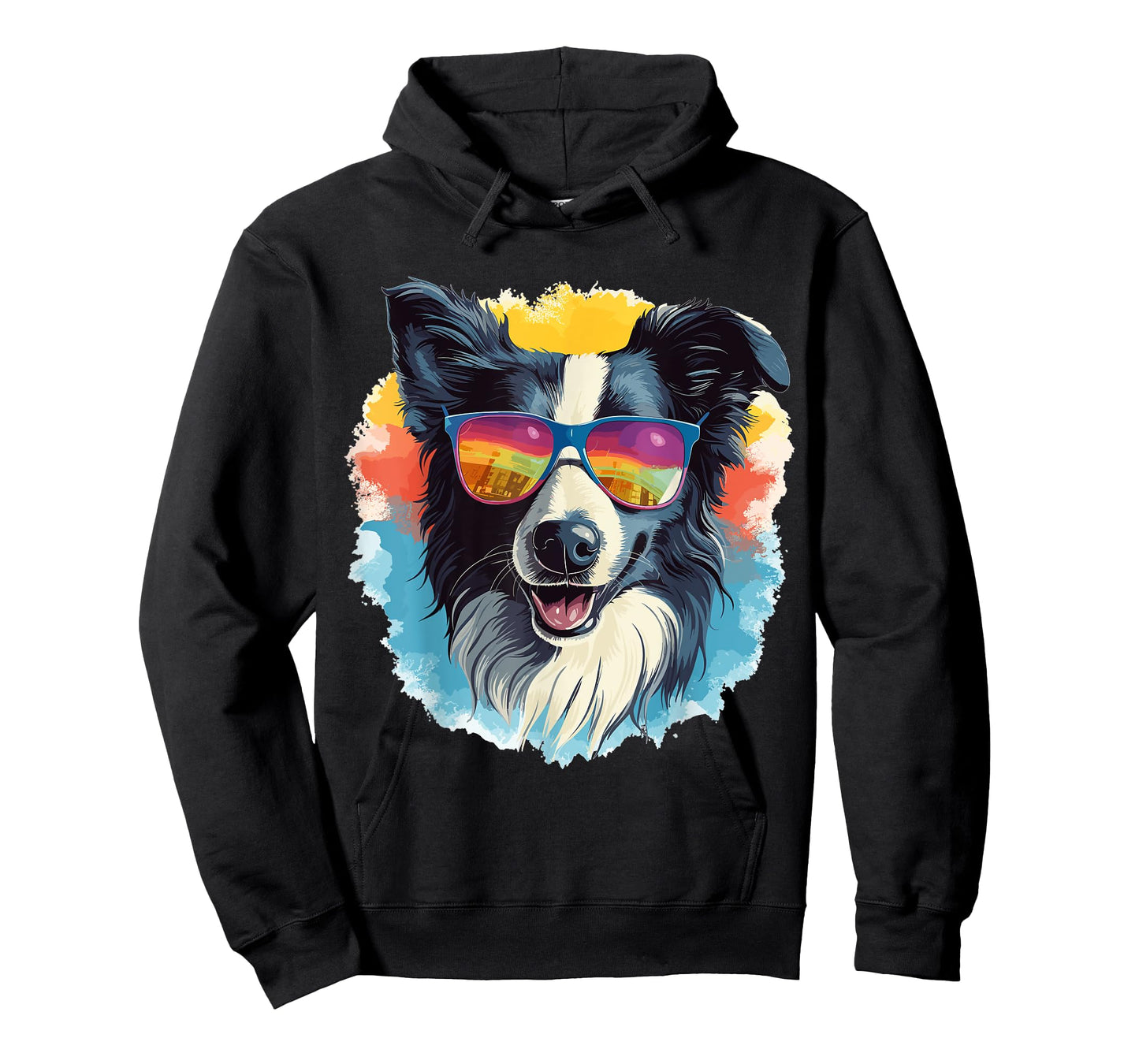 Border Collie Dog - Cute Graphic with Sunglasses Men Women Kids T-Shirt
