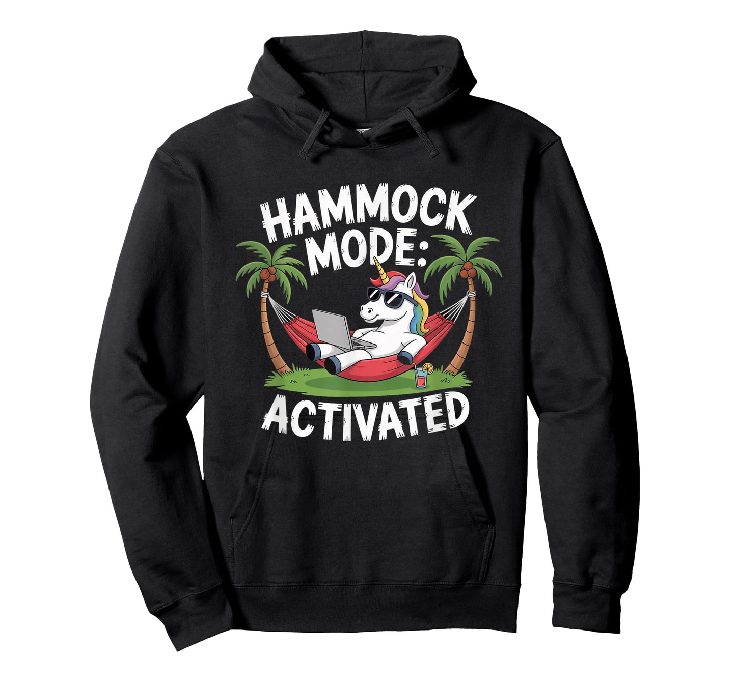 Hammock Mode Activated Unicorn Funny Remote Work Vacation T-Shirt