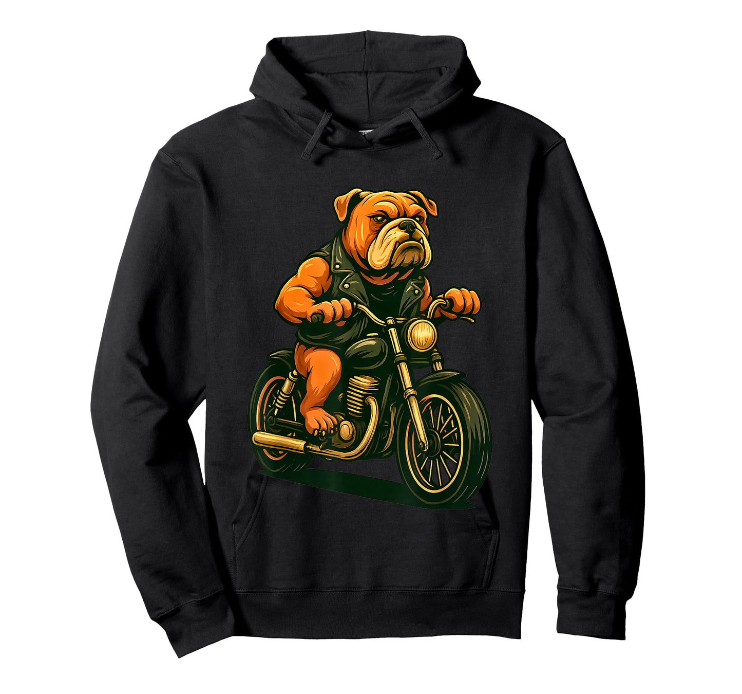 Biker Bulldog Motorcycle Dog Wearing Leather Vest T-Shirt