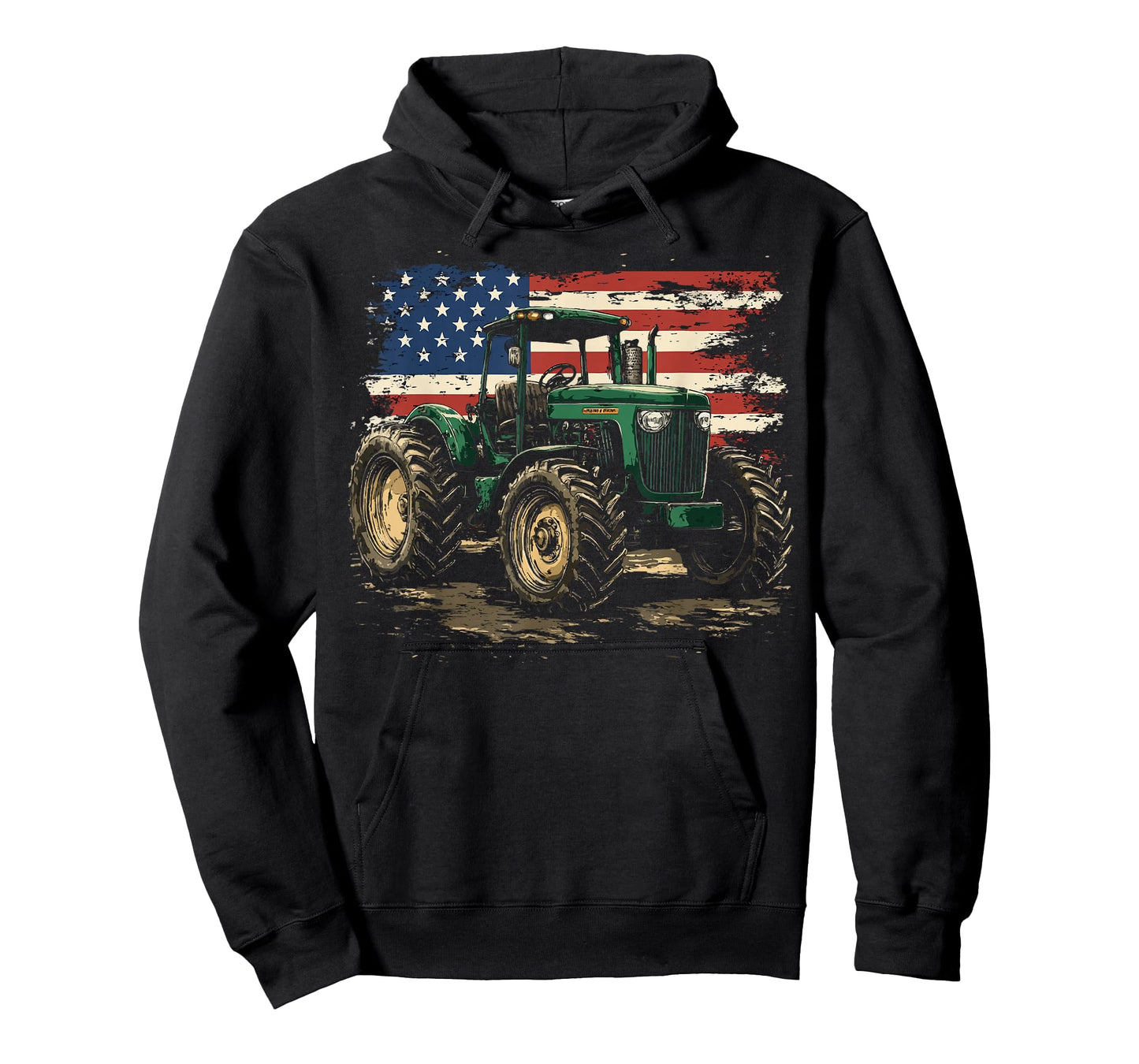 Vintage Green Tractor American Flag Pride T-Shirt