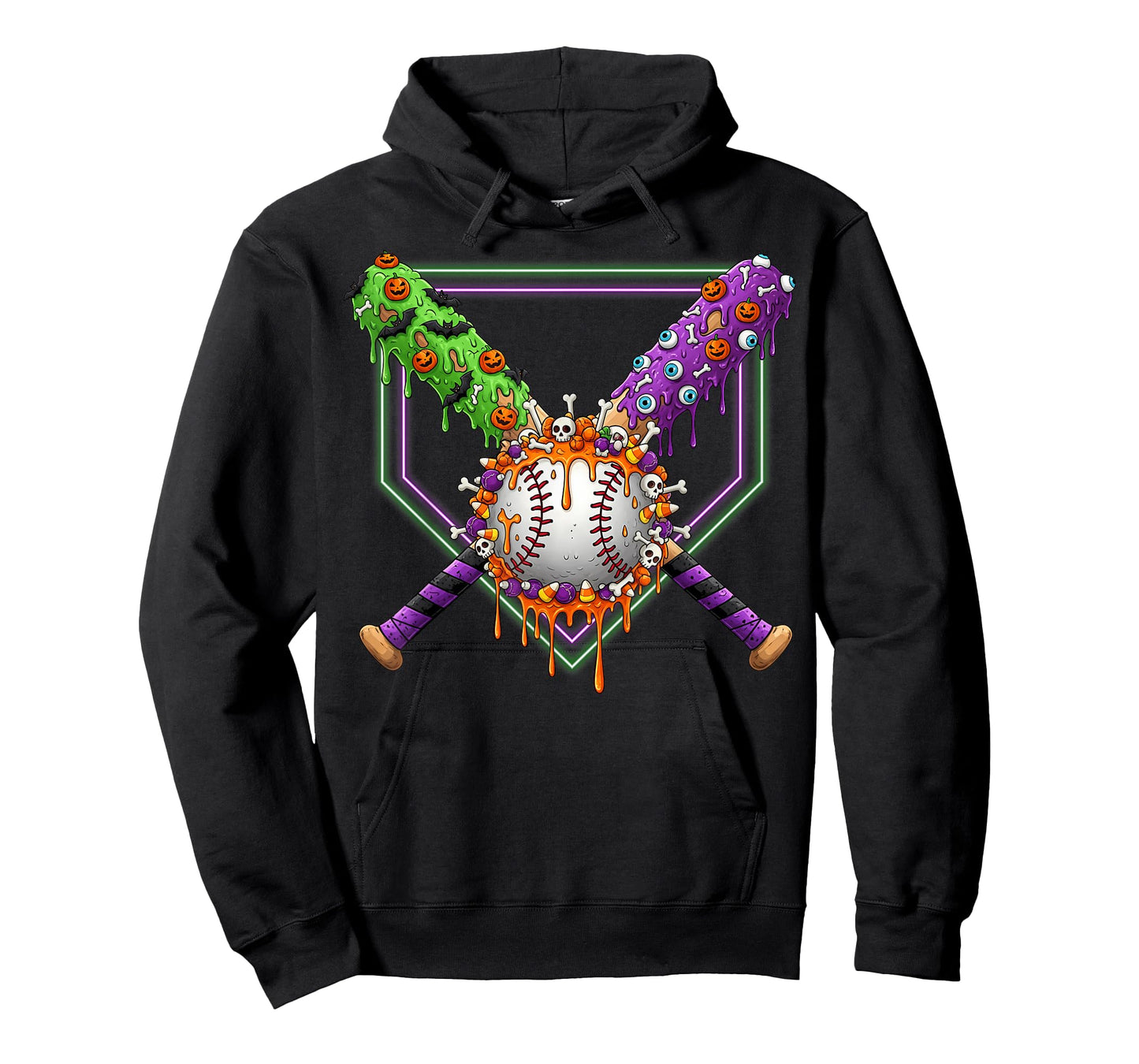 Spooky Baseball Ice Cream Drip Home Plate Dripping Halloween T-Shirt
