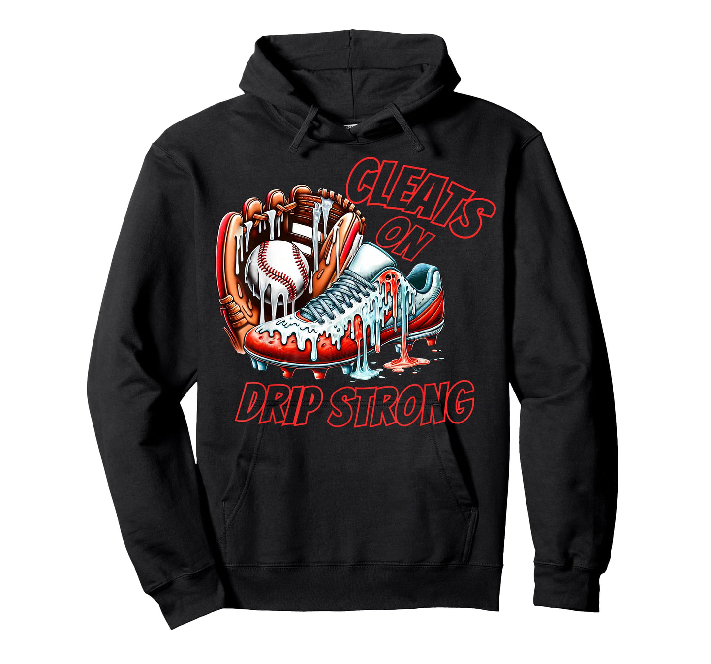 Cleats On Drip Strong Baseball Ice Cream Drip Men Women Kids T-Shirt