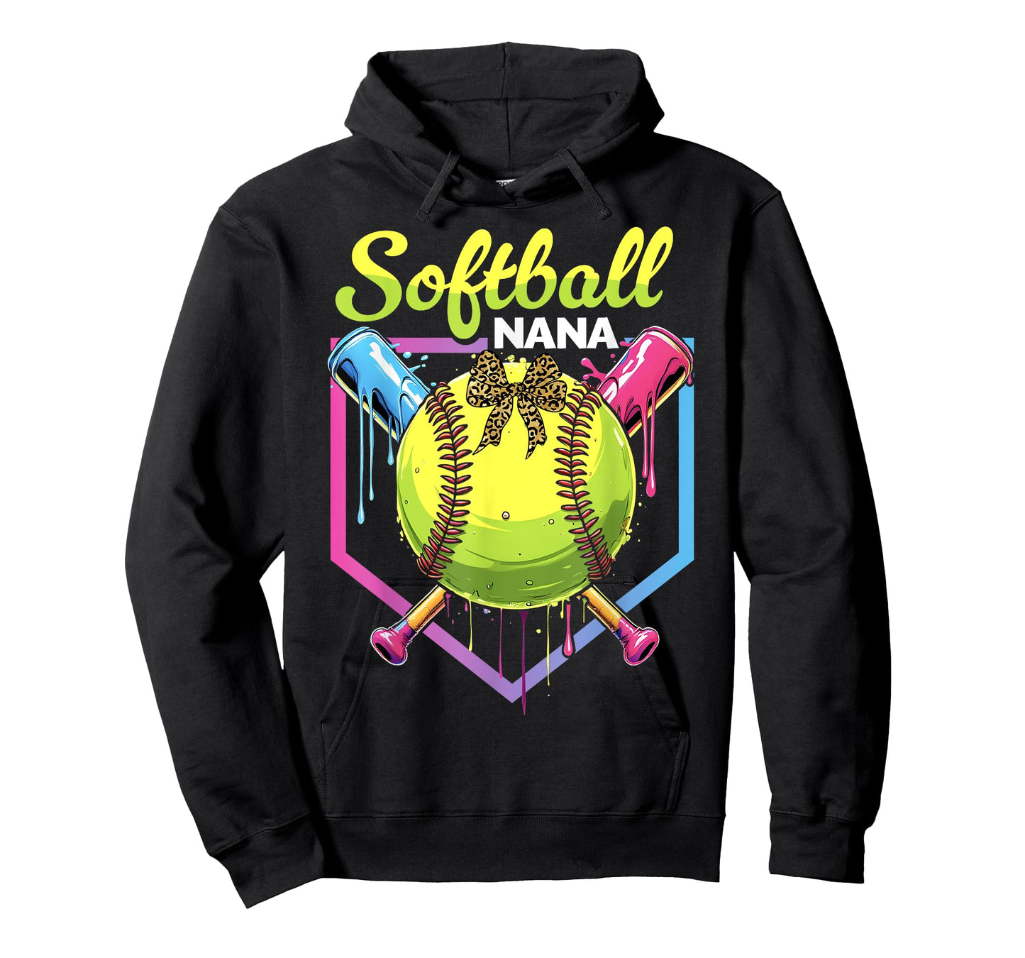 Softball Drip Nana Ice Cream Softball Bow Mother's Day T-Shirt