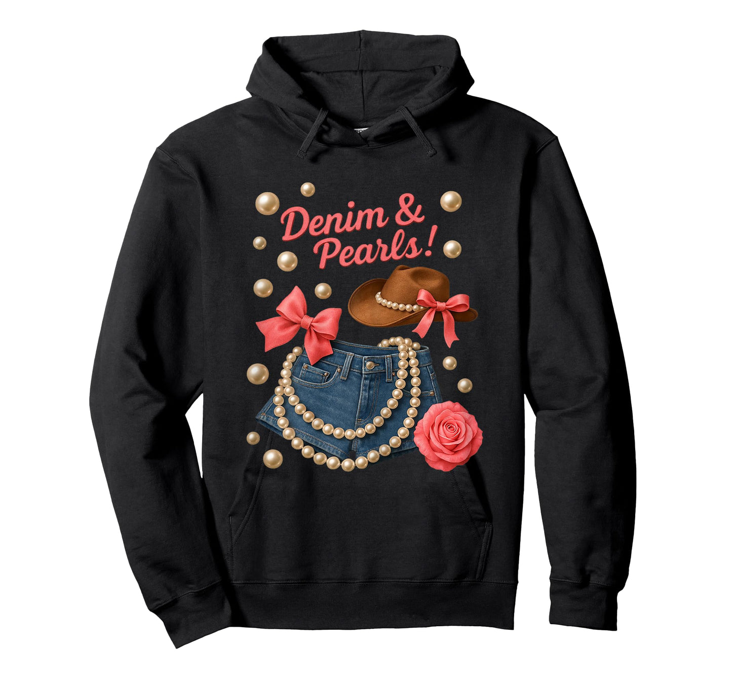 Denim and Pearls Cowgirl Country Western Cute Rodeo Women T-Shirt