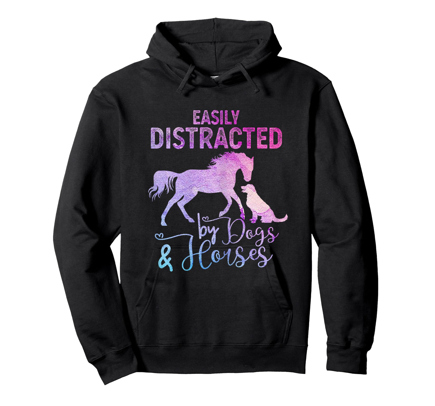 Funny Horse Women Girls Easily Distracted By Dogs & Horses T-Shirt