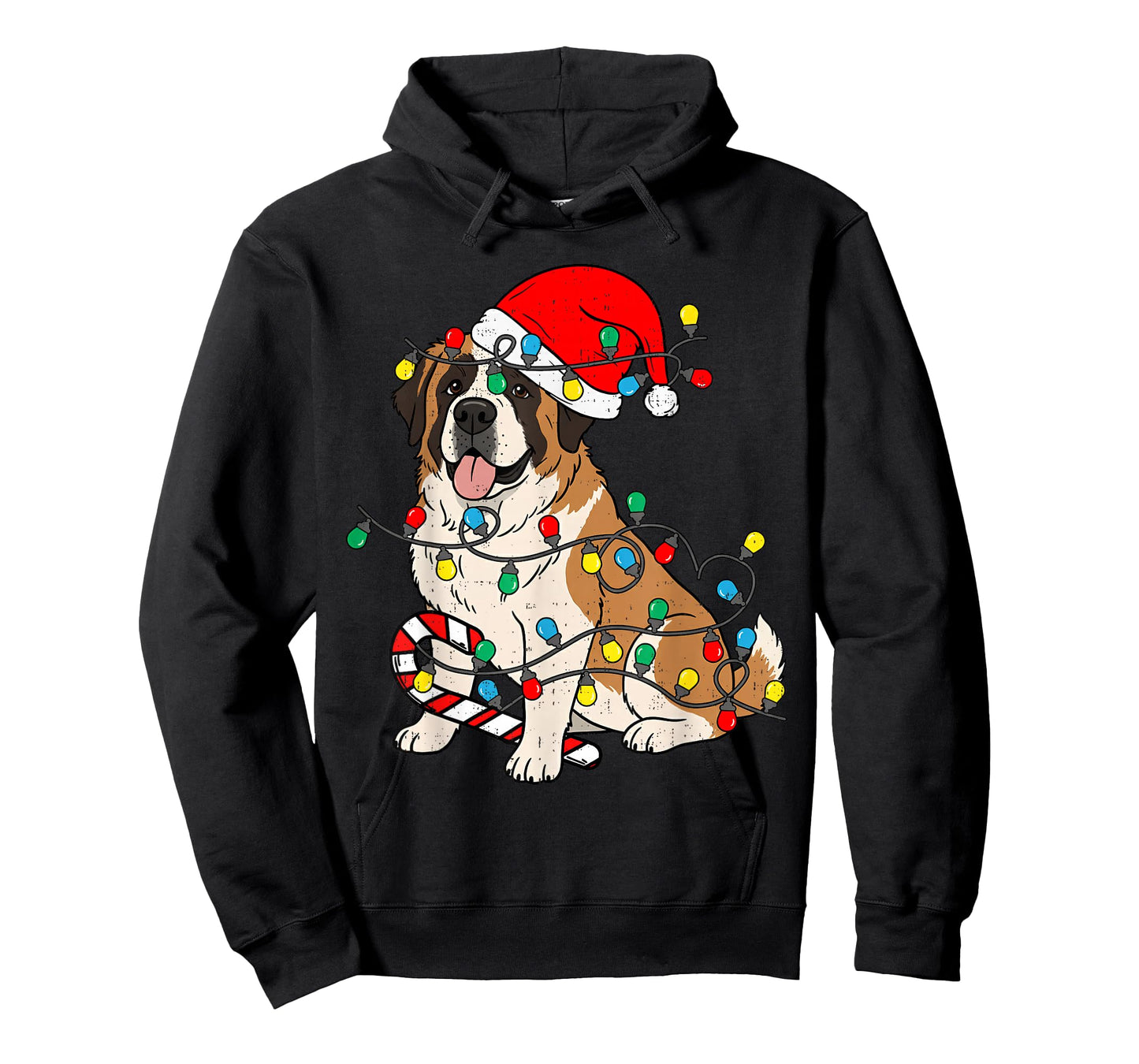 Saint Bernard Dog Christmas Lights Santa Xmas Pet Dog Lover T-Shirt