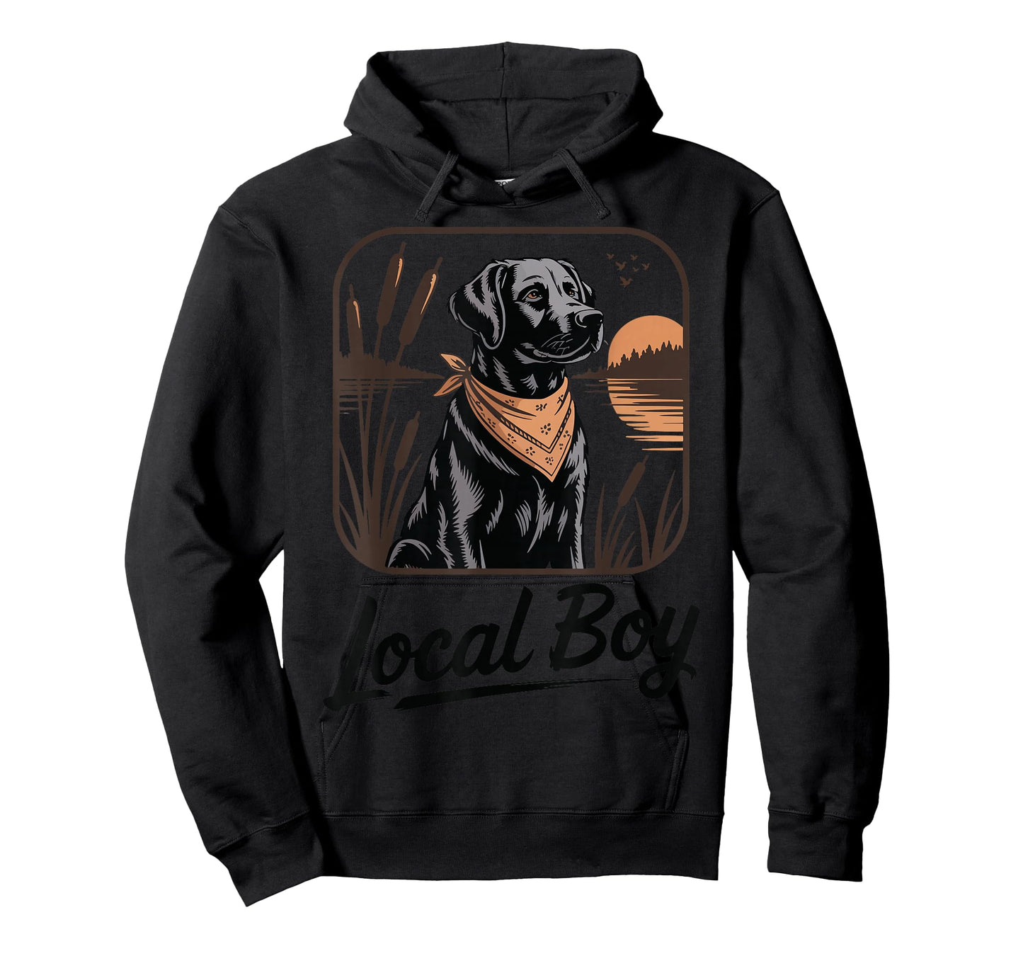 Local Boy Black Labrador Sunset Marsh Scene Retro Vintage T-Shirt