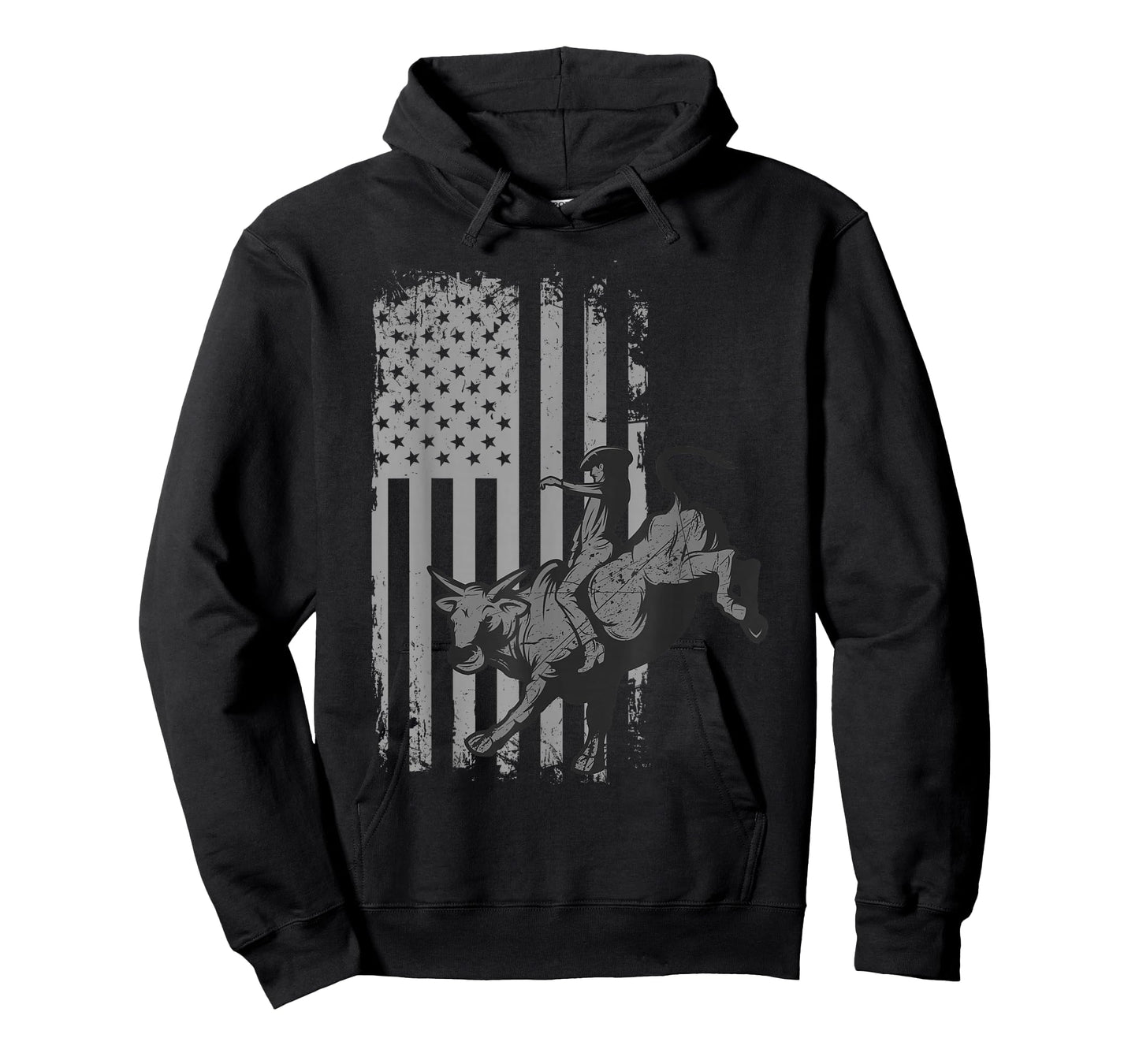 Vintage American Flag Bucking Bull Riding Patriotism Rodeo T-Shirt Small