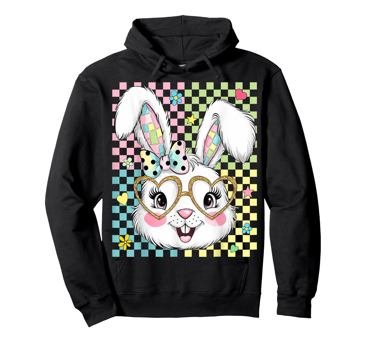 Happy Easter Vibes Cute Bunny Rabbit Face Women Girls Kids T-Shirt
