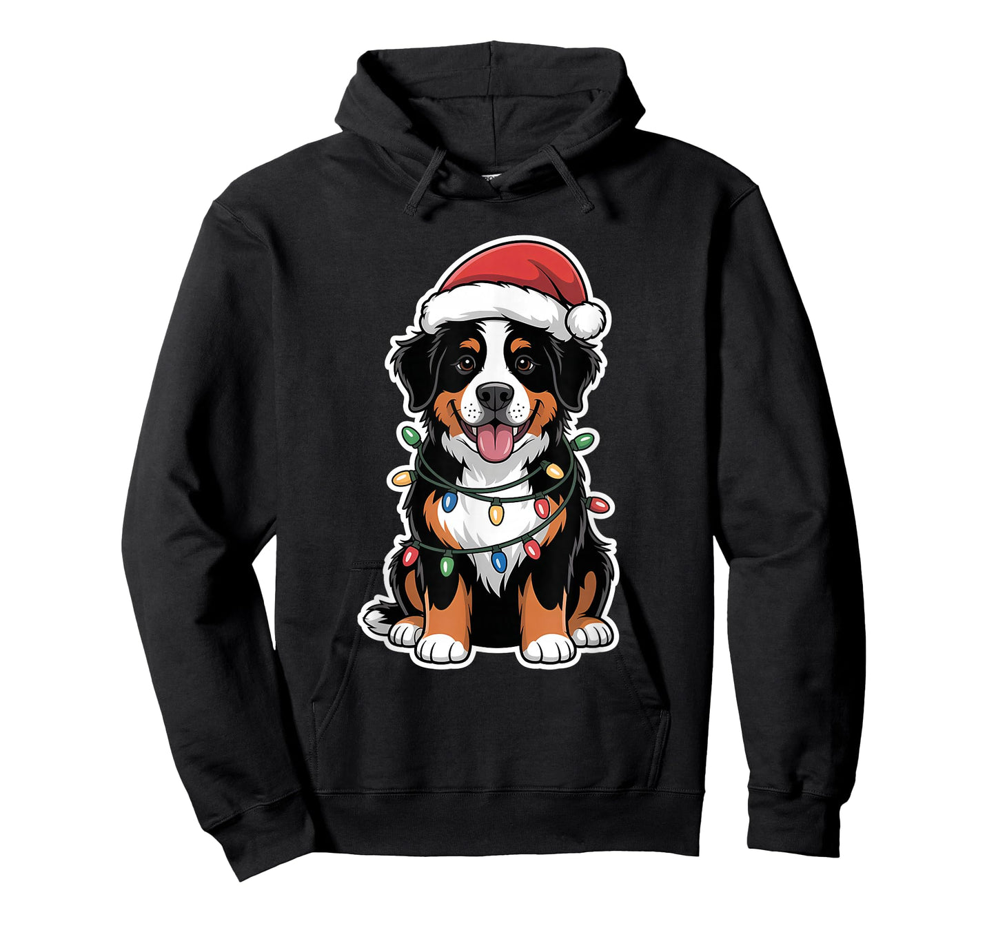 Bernese Mountain Dog Wrapped in Christmas Lights T-Shirt