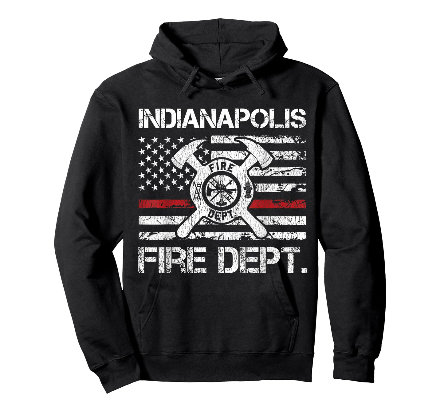 Indianapolis Indiana Fire Department Thin Red Line Fireman T-Shirt